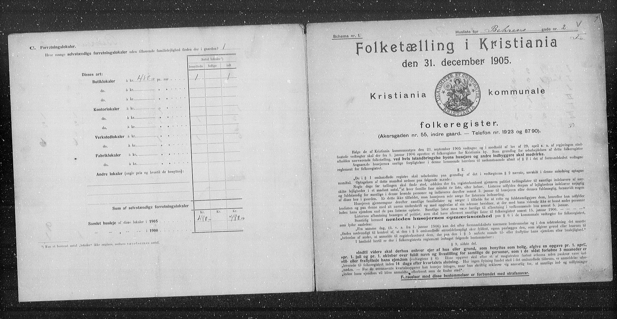 OBA, Municipal Census 1905 for Kristiania, 1905, p. 1711