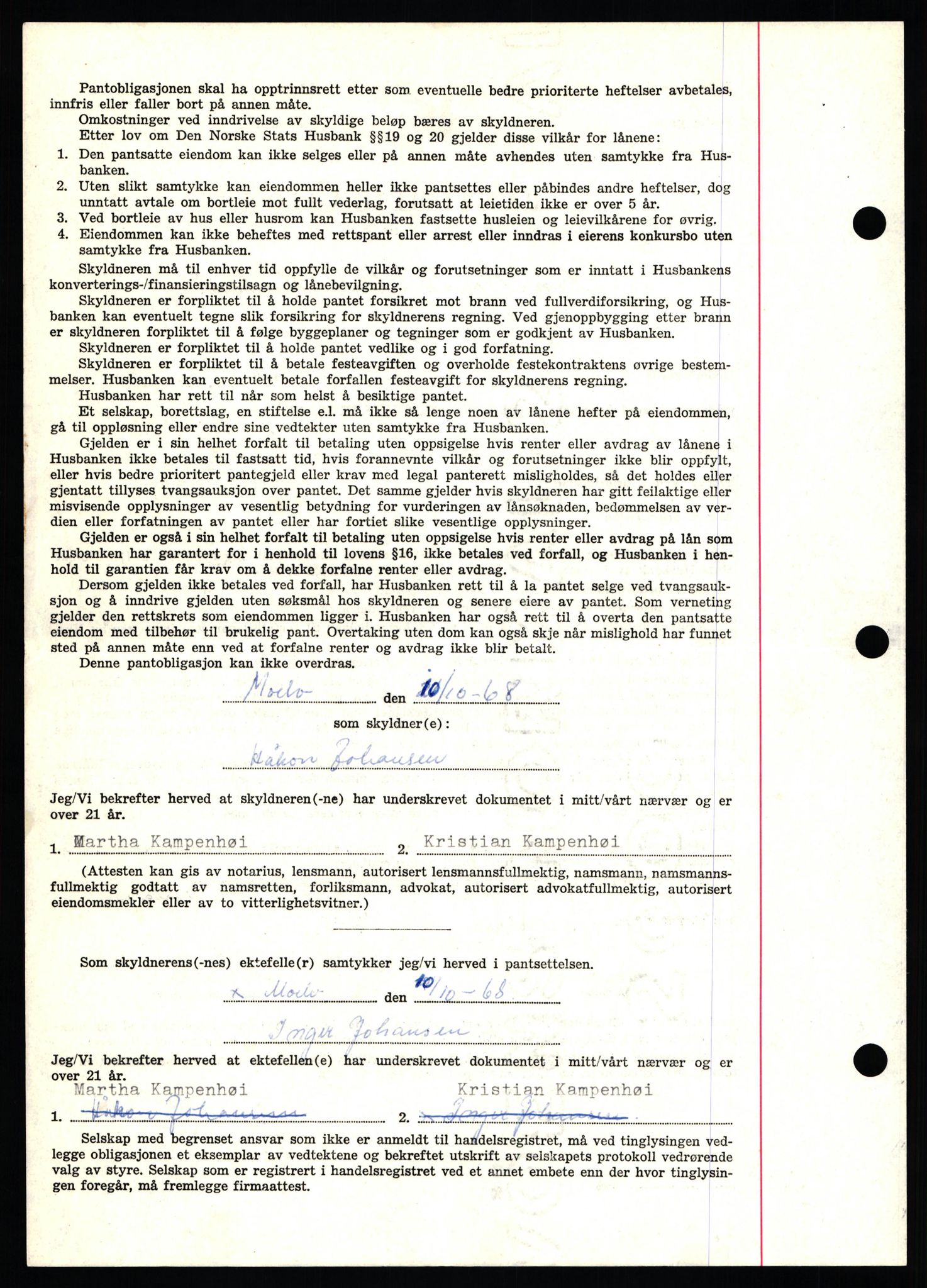 Nord-Hedmark sorenskriveri, AV/SAH-TING-012/H/Hb/Hbf/L0077: Mortgage book no. B77, 1968-1969, Diary no: : 6251/1968