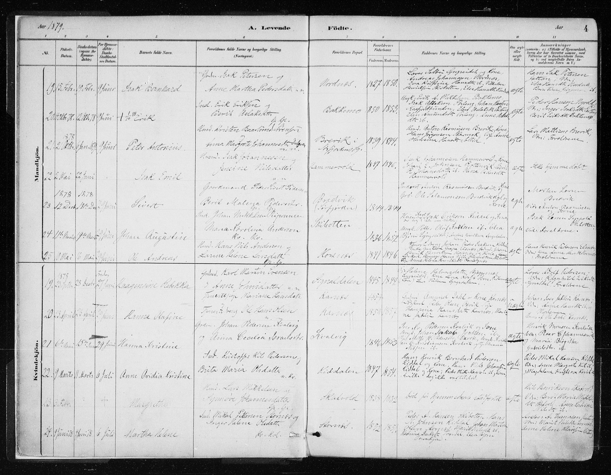 Lyngen sokneprestembete, AV/SATØ-S-1289/H/He/Hea/L0007kirke: Parish register (official) no. 7, 1879-1890, p. 4