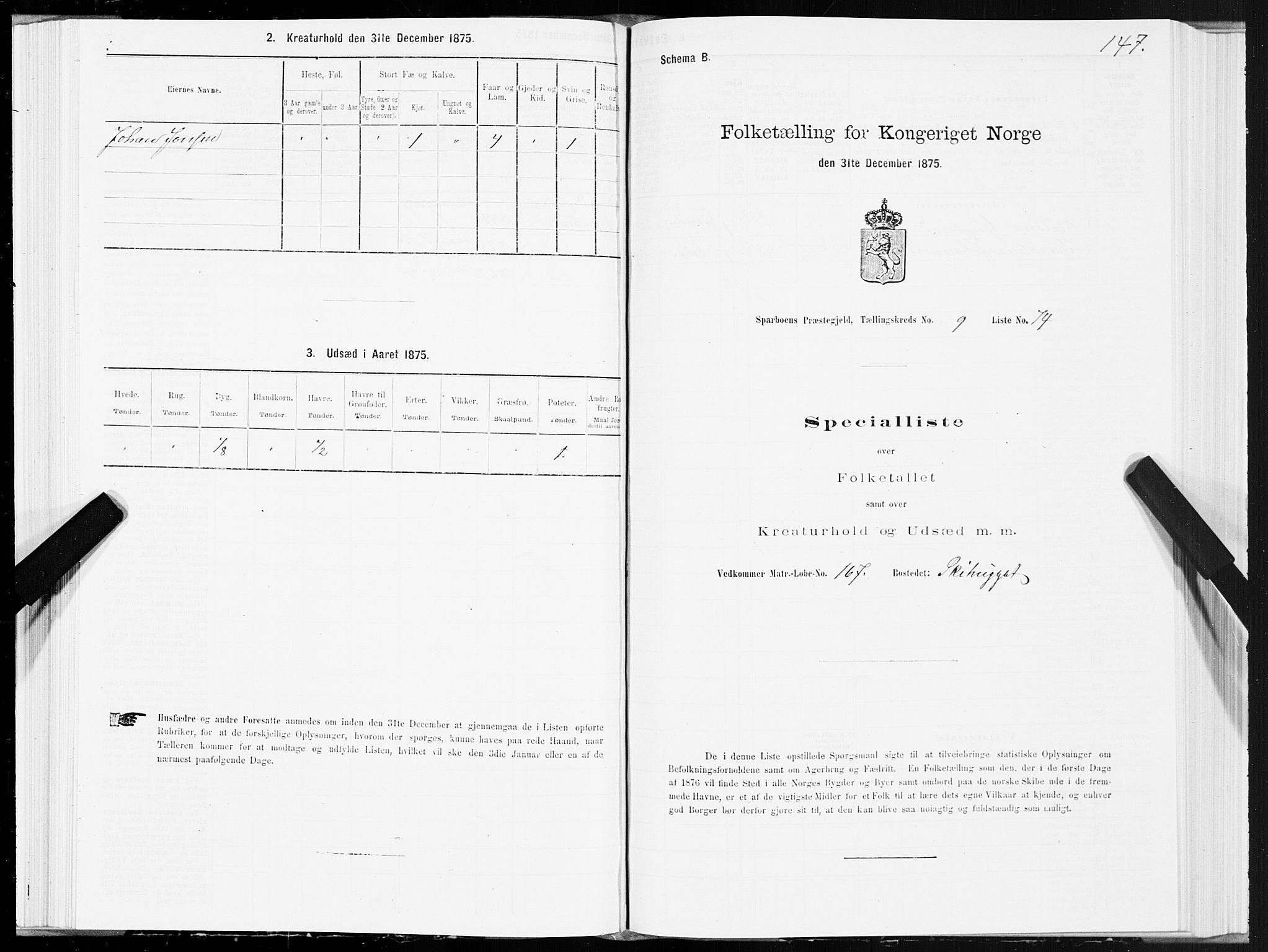 SAT, 1875 census for 1731P Sparbu, 1875, p. 4147