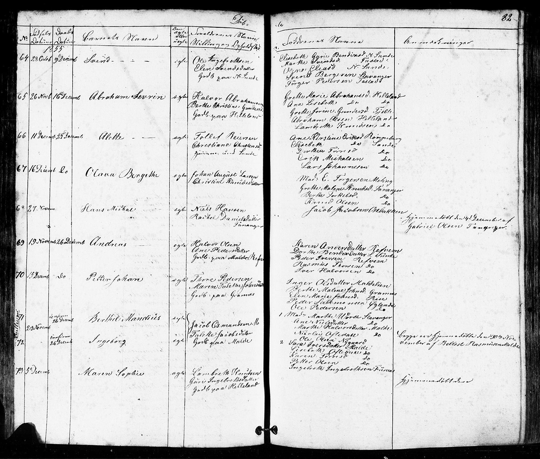 Håland sokneprestkontor, AV/SAST-A-101802/001/30BB/L0002: Parish register (copy) no. B 2, 1845-1872, p. 82