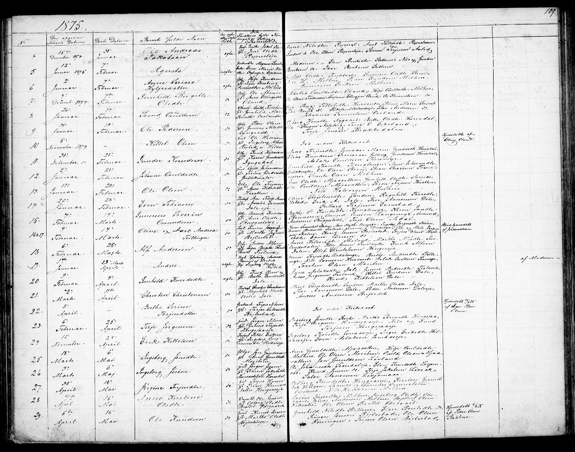 Froland sokneprestkontor, SAK/1111-0013/F/Fb/L0008: Parish register (copy) no. B 8, 1843-1875, p. 109
