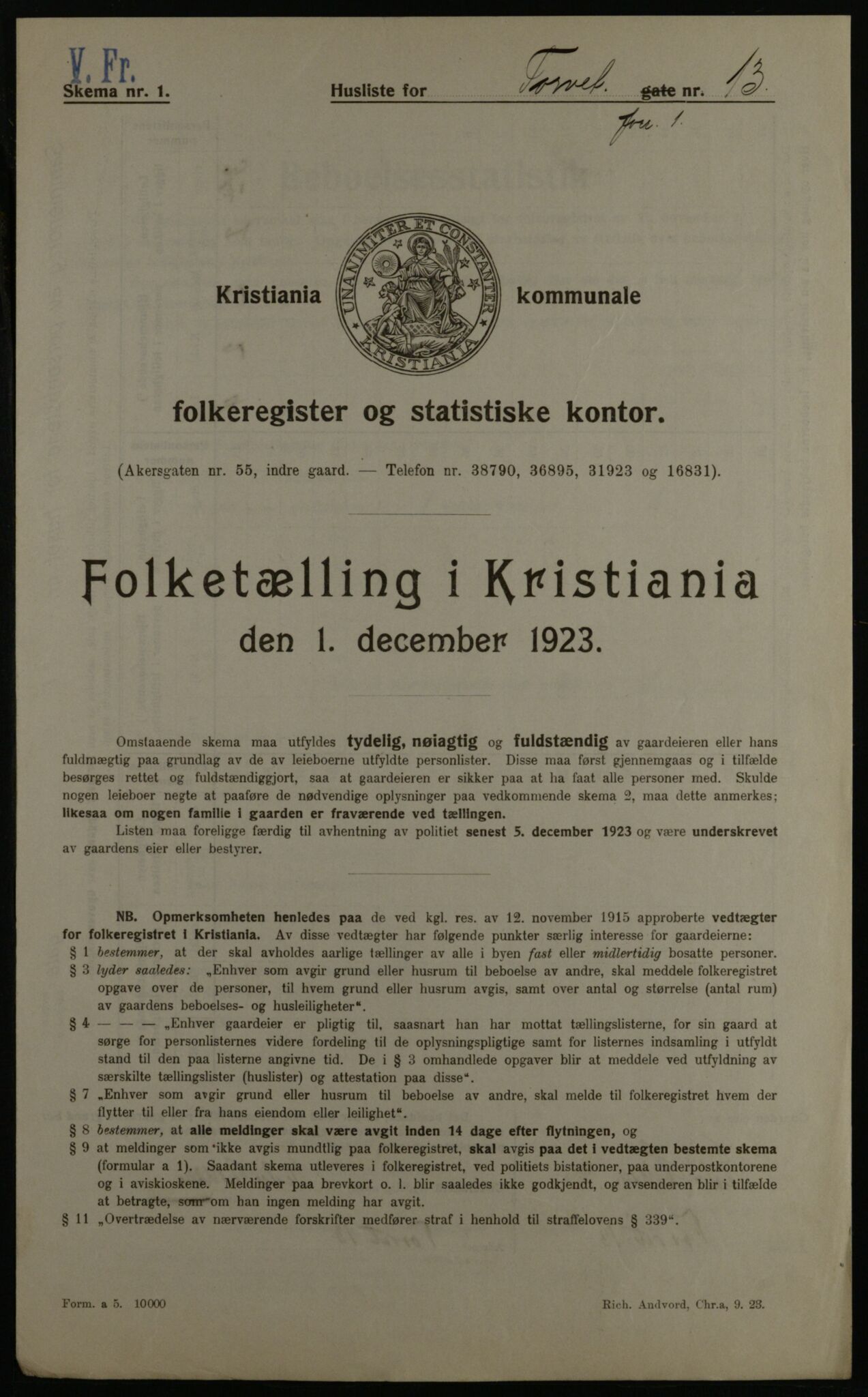 OBA, Municipal Census 1923 for Kristiania, 1923, p. 114824