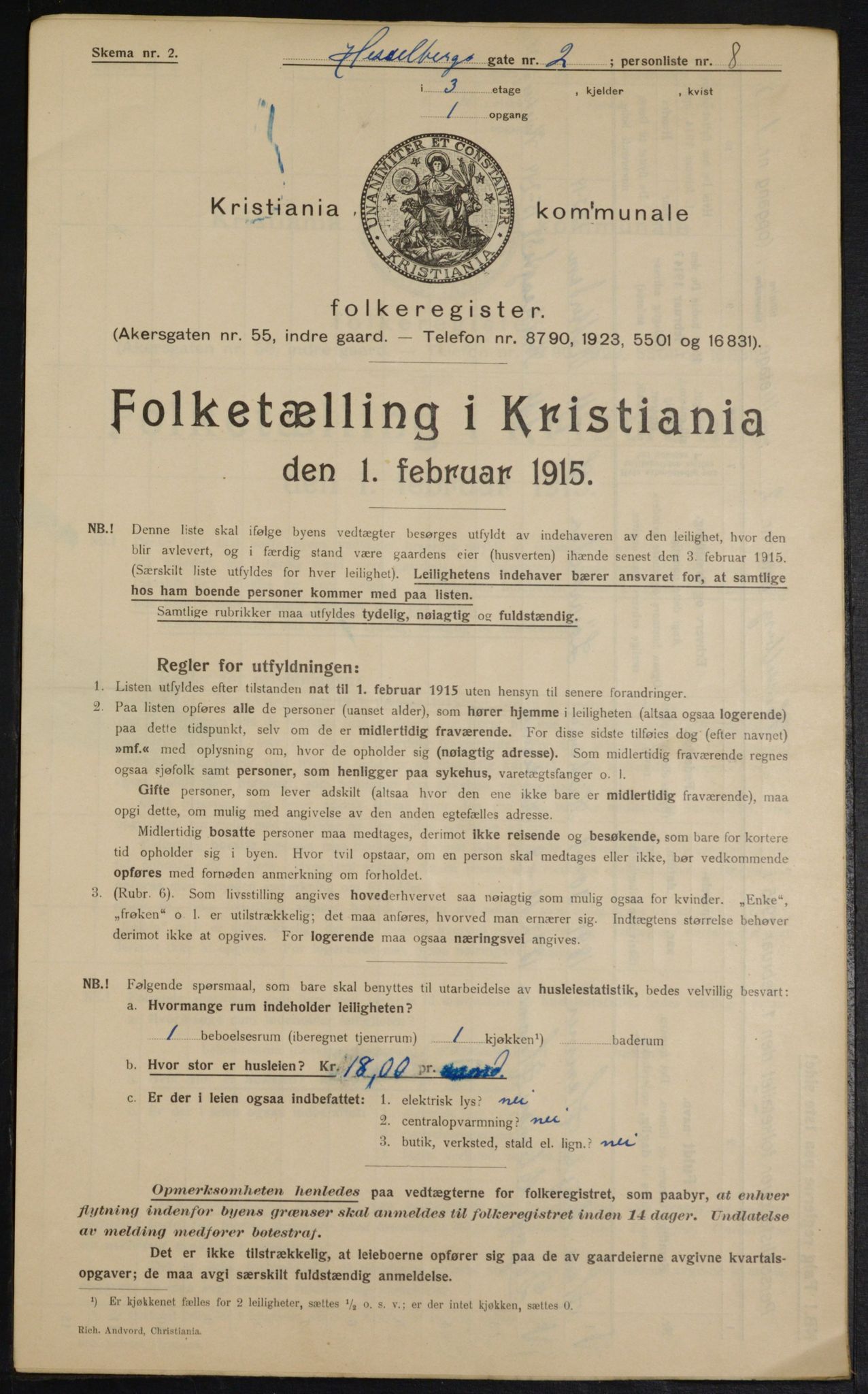 OBA, Municipal Census 1915 for Kristiania, 1915, p. 39457