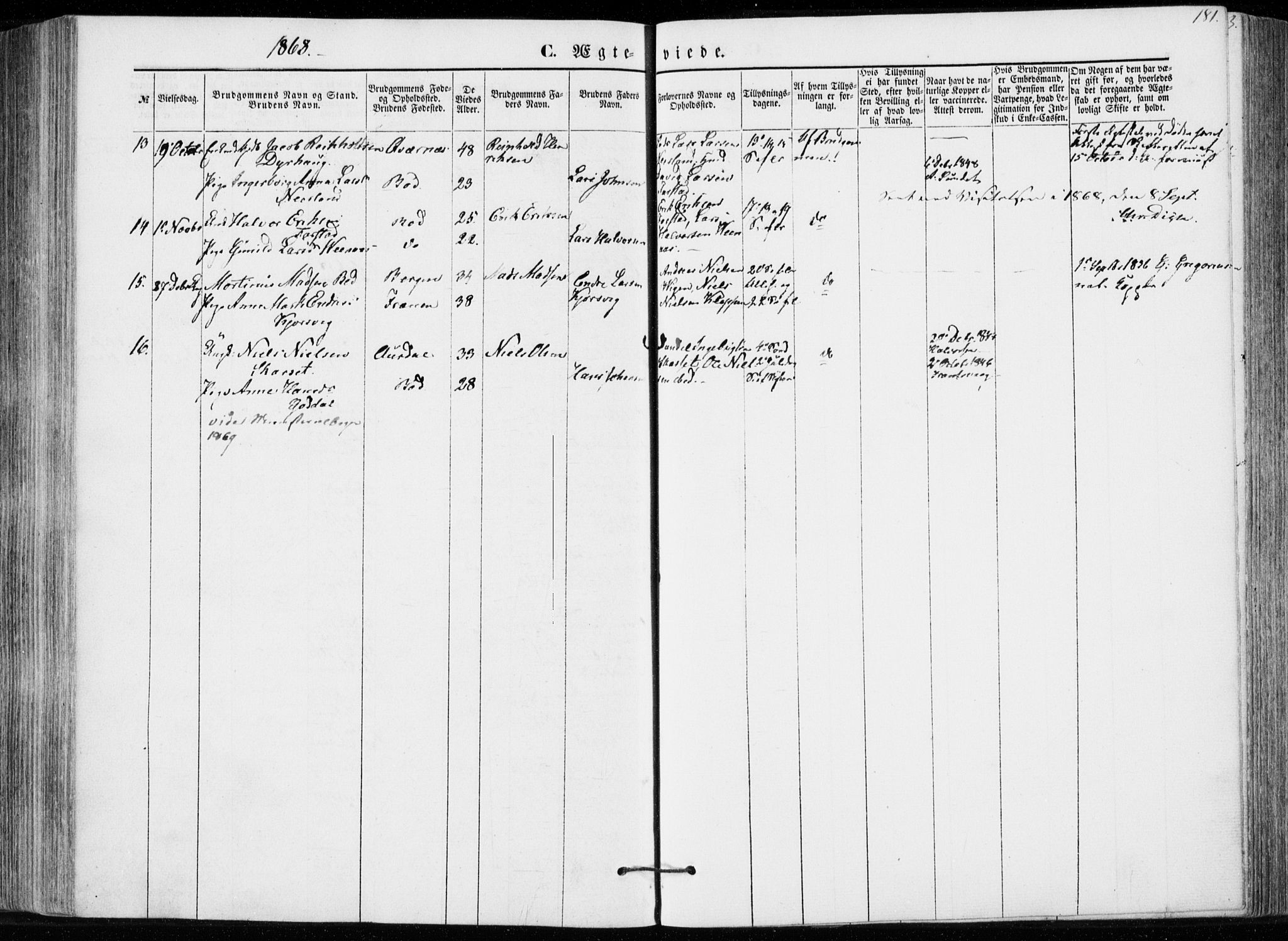 Ministerialprotokoller, klokkerbøker og fødselsregistre - Møre og Romsdal, AV/SAT-A-1454/566/L0767: Parish register (official) no. 566A06, 1852-1868, p. 181