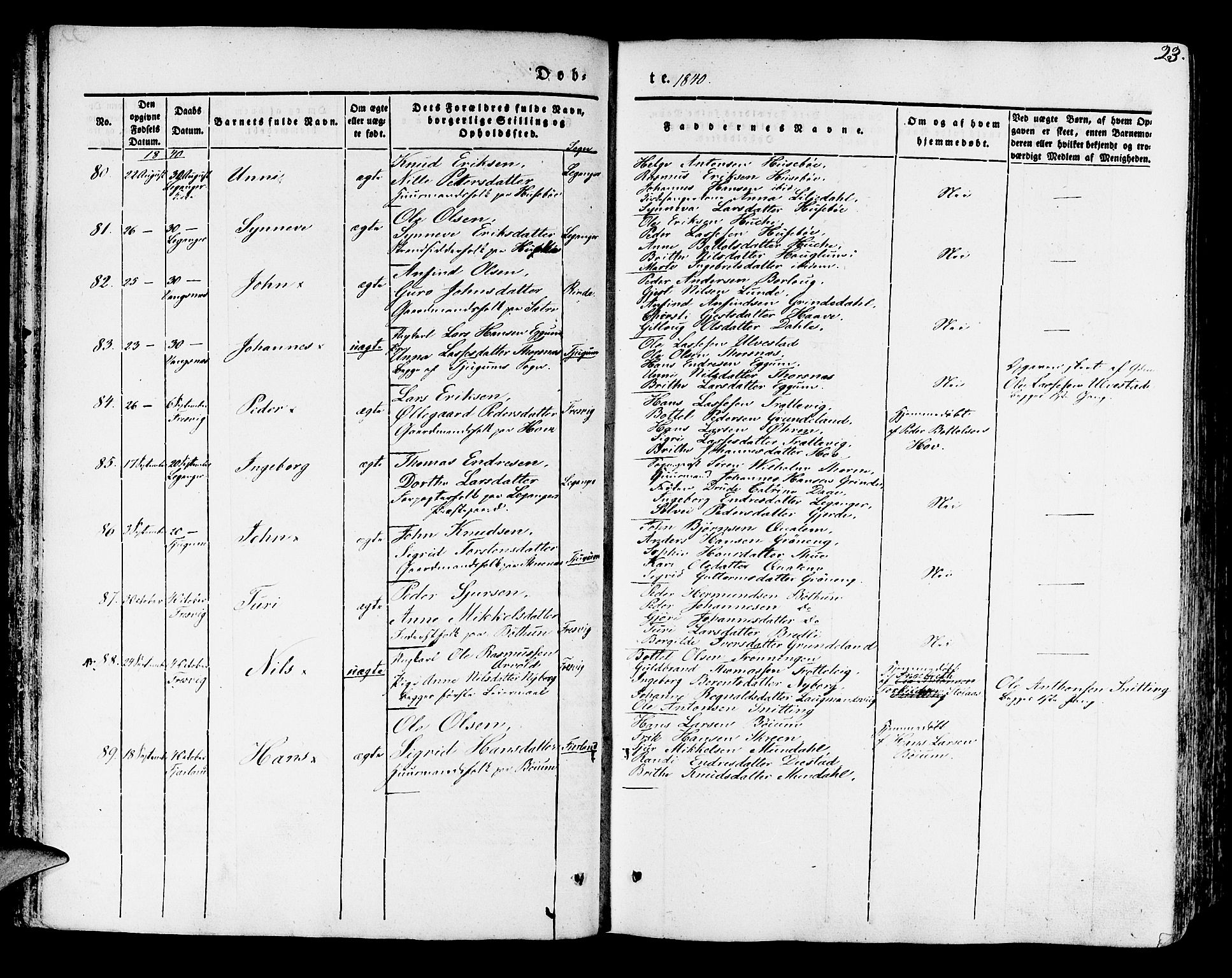 Leikanger sokneprestembete, AV/SAB-A-81001/H/Haa/Haaa/L0007: Parish register (official) no. A 7, 1838-1851, p. 23