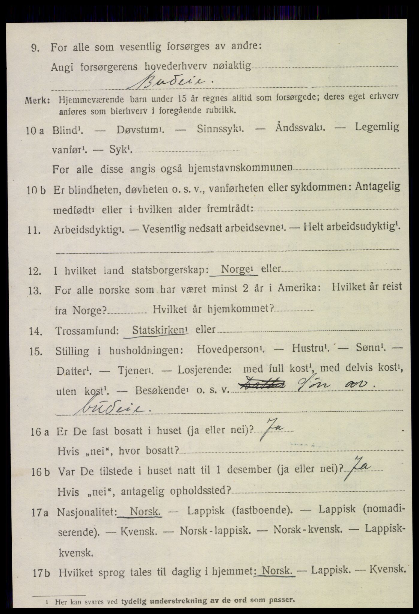 SAT, 1920 census for Snåsa, 1920, p. 4989