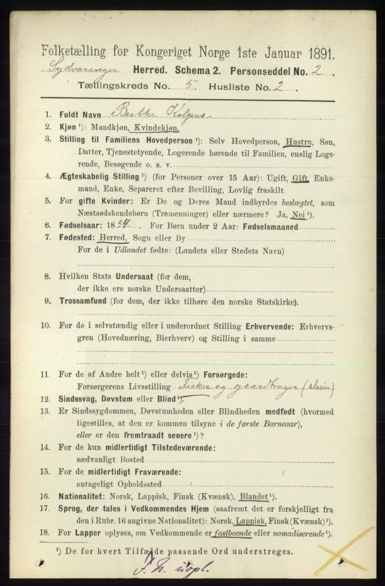 RA, 1891 census for 2030 Sør-Varanger, 1891, p. 1578