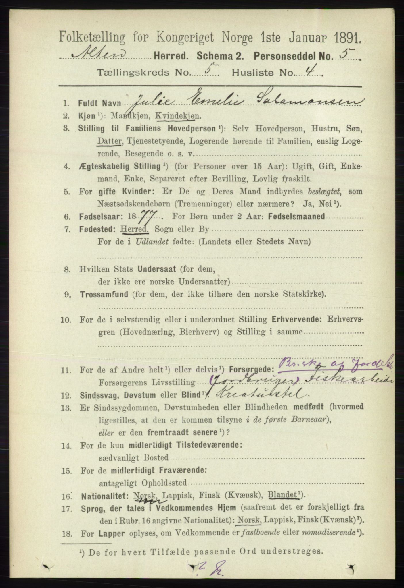 RA, 1891 census for 2012 Alta, 1891, p. 1667