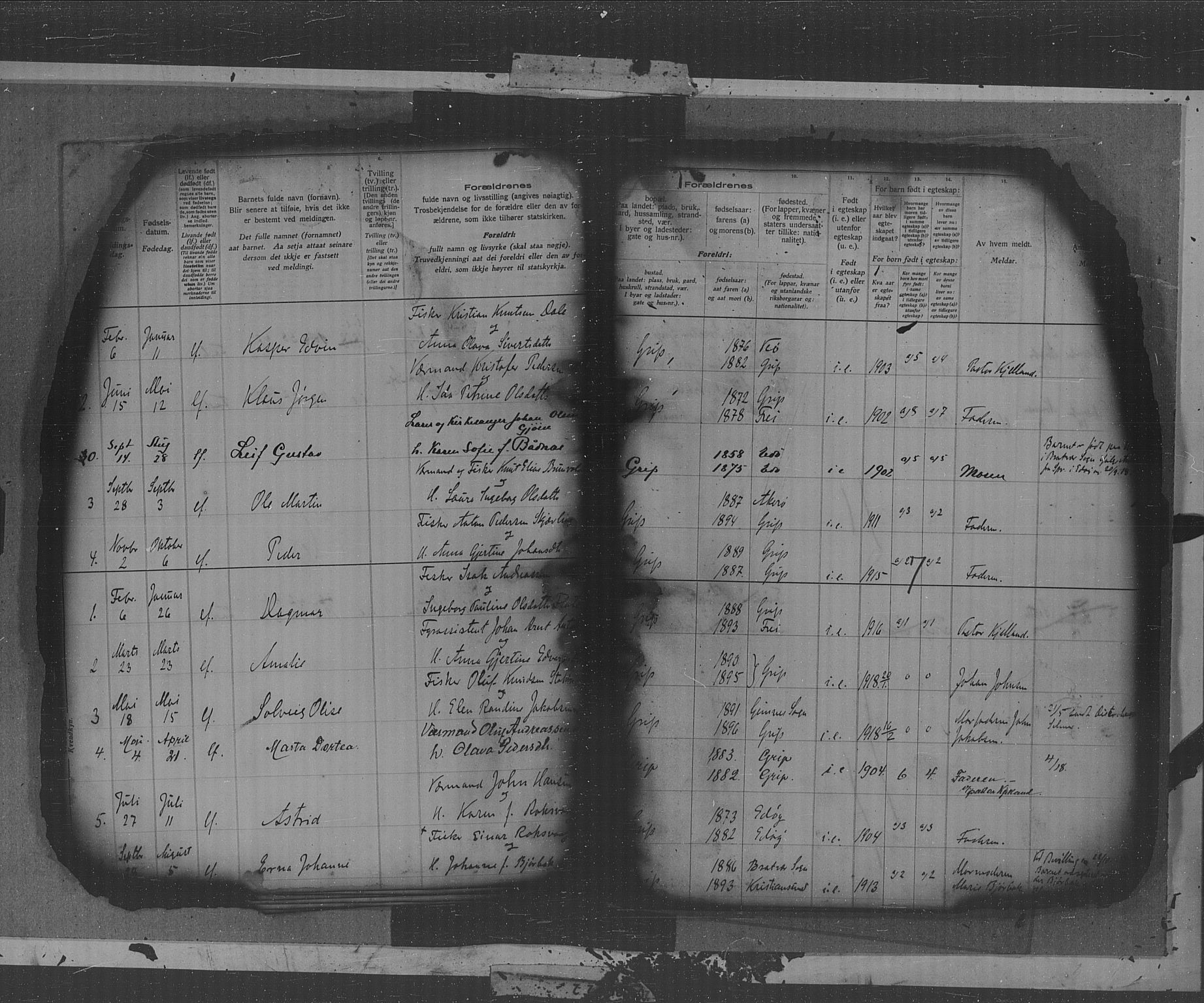 Kristiansund sokneprestkontor, AV/SAT-A-1068/1/II/II4: Birth register no. 38, 1916-1950, p. 7