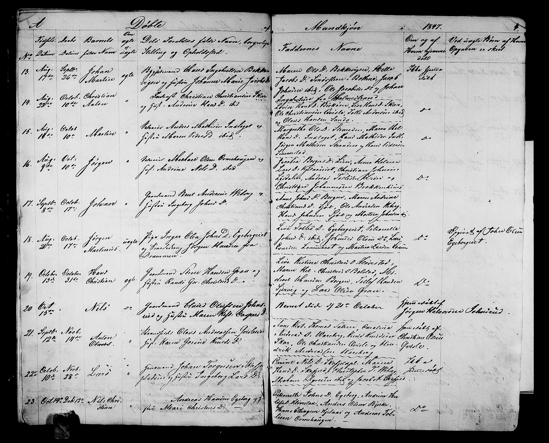 Sande Kirkebøker, AV/SAKO-A-53/G/Ga/L0002: Parish register (copy) no. 2, 1847-1863, p. 4