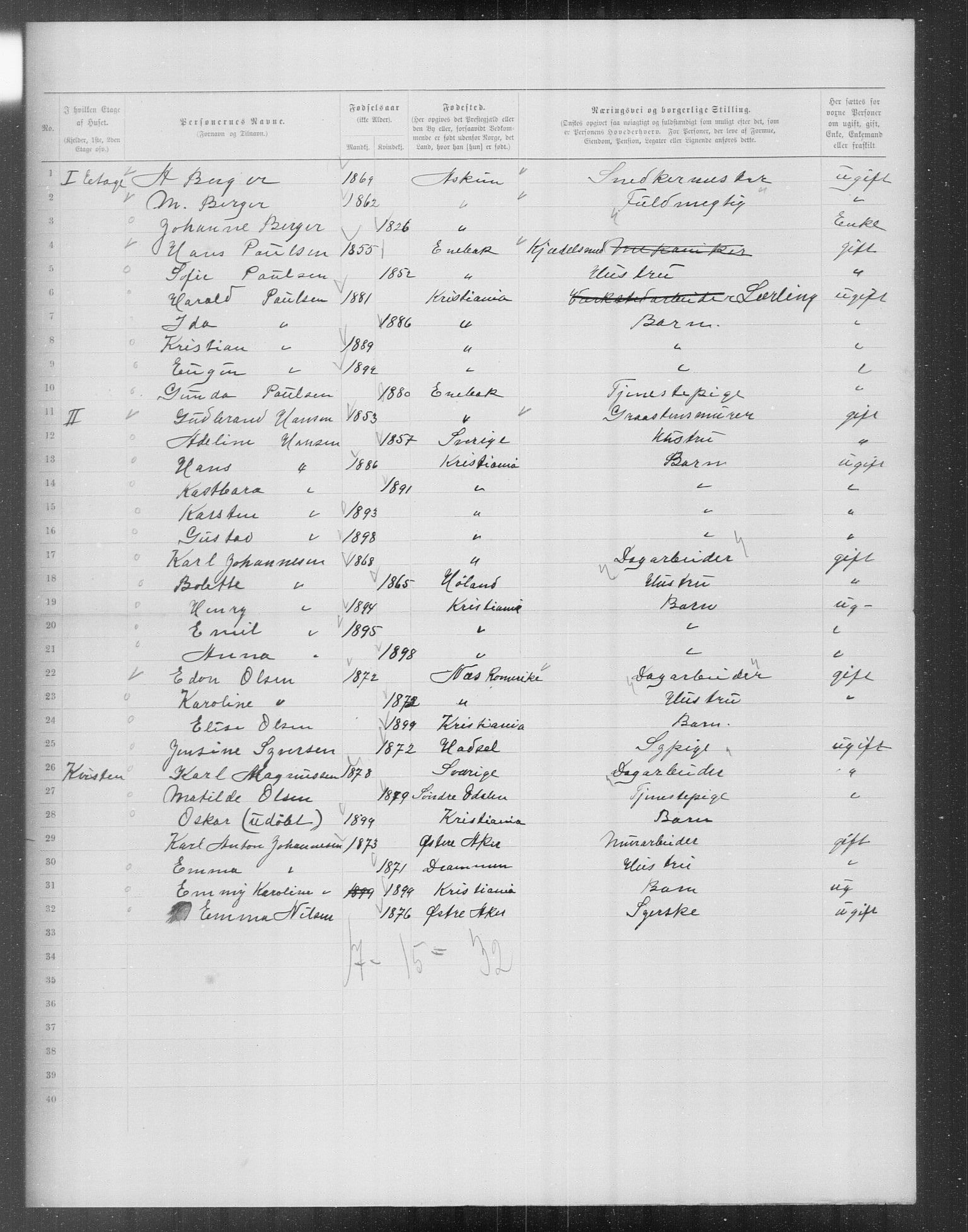 OBA, Municipal Census 1899 for Kristiania, 1899, p. 13786