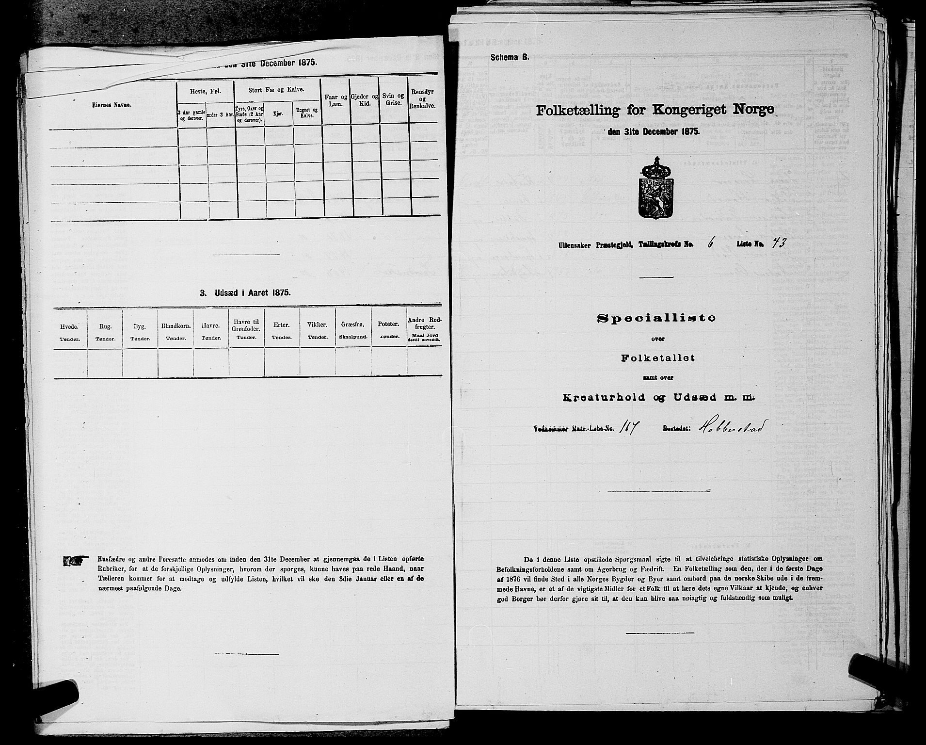 RA, 1875 census for 0235P Ullensaker, 1875, p. 858