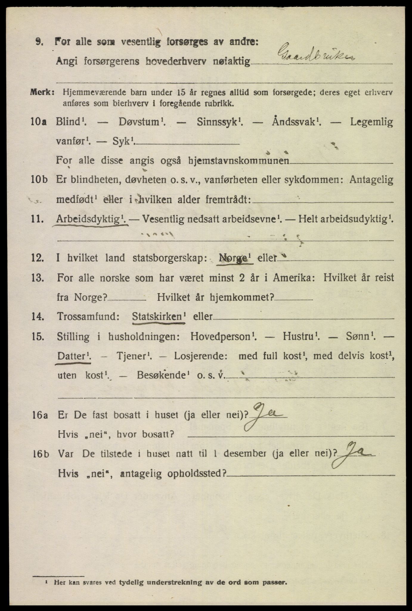 SAK, 1920 census for Bakke, 1920, p. 2381