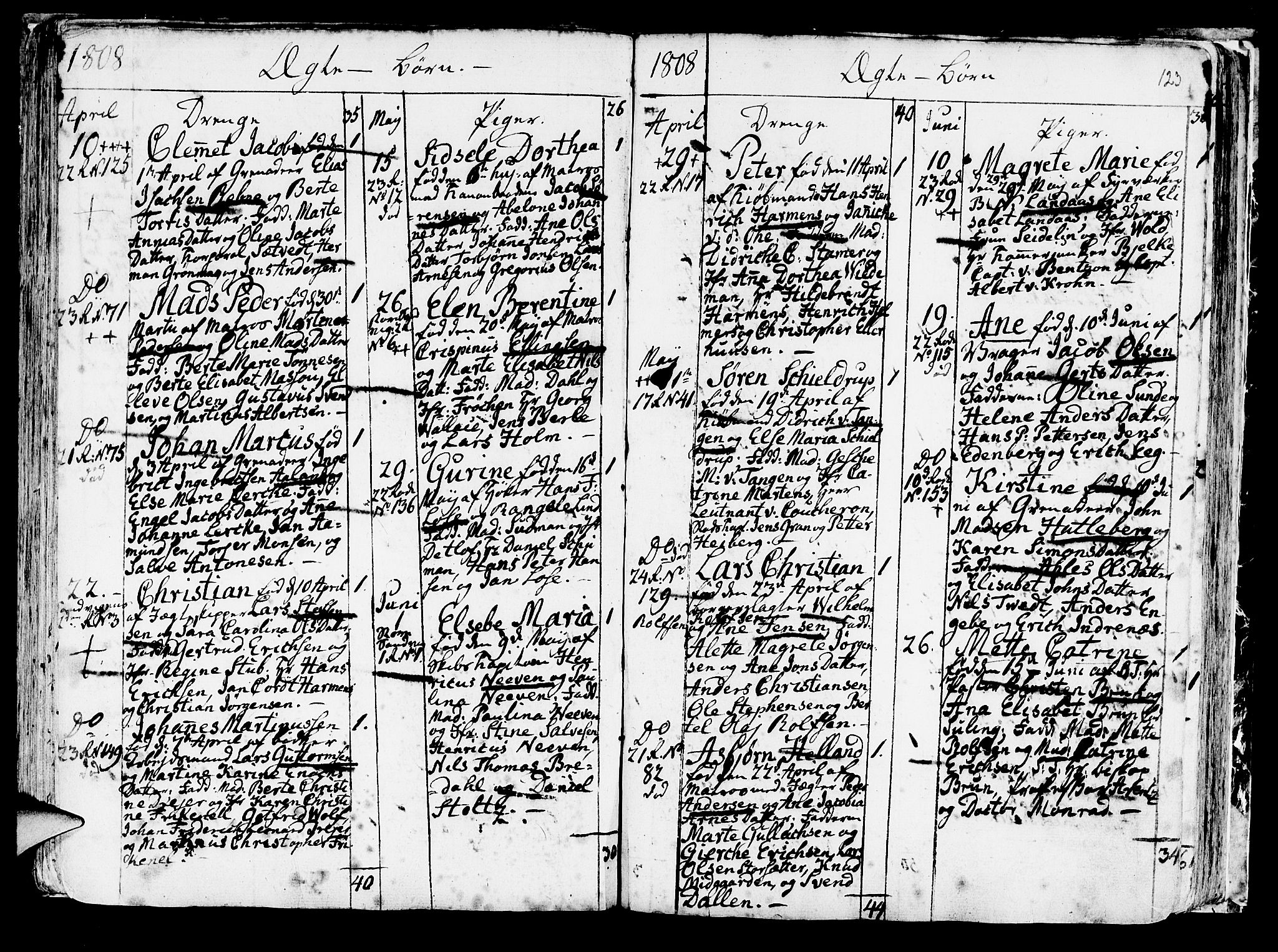 Korskirken sokneprestembete, SAB/A-76101/H/Haa/L0006: Parish register (official) no. A 6, 1790-1820, p. 123