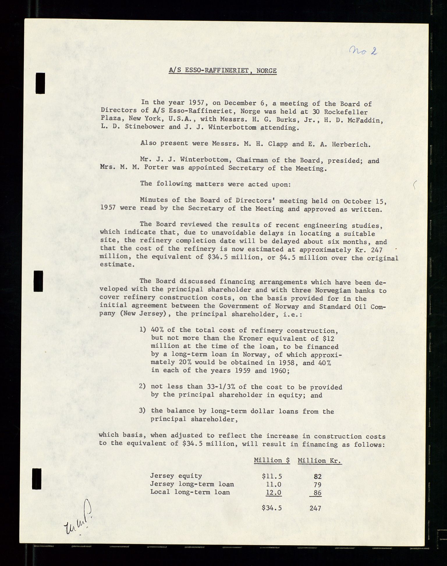 PA 1537 - A/S Essoraffineriet Norge, AV/SAST-A-101957/A/Aa/L0001/0002: Styremøter / Shareholder meetings, board meetings, by laws (vedtekter), 1957-1960, p. 186