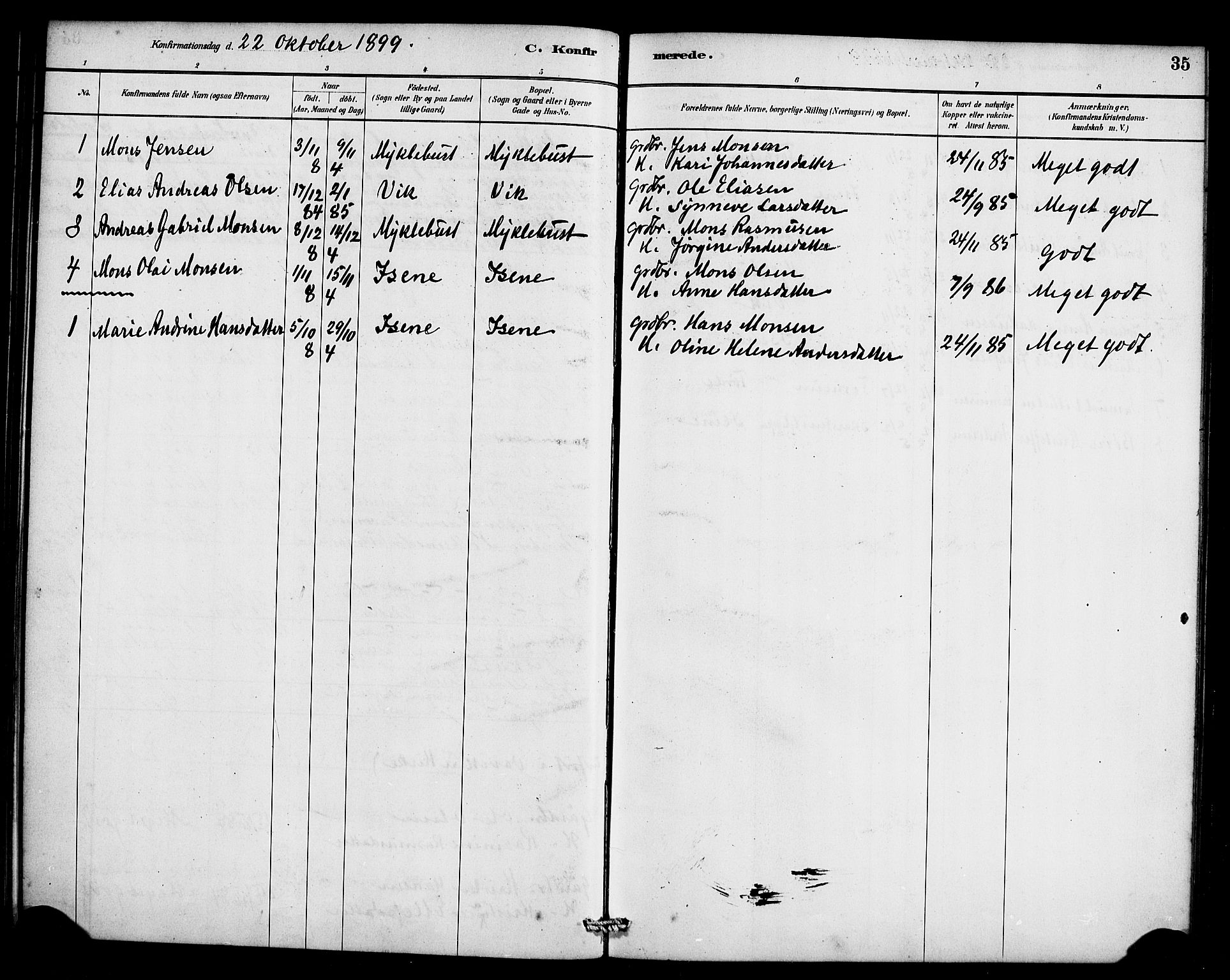 Davik sokneprestembete, SAB/A-79701/H/Haa/Haae/L0001: Parish register (official) no. E 1, 1882-1900, p. 35