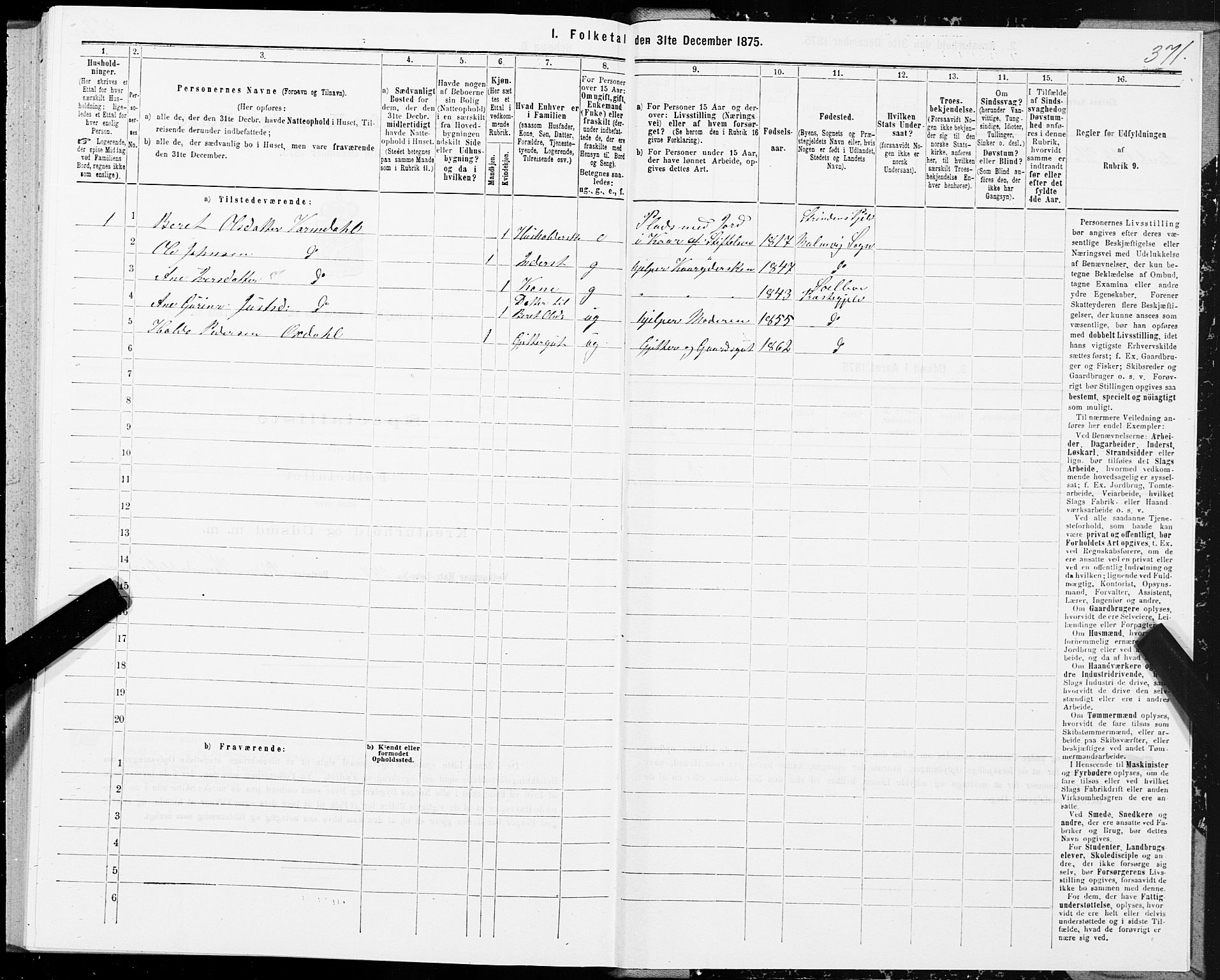 SAT, 1875 census for 1664P Selbu, 1875, p. 6371