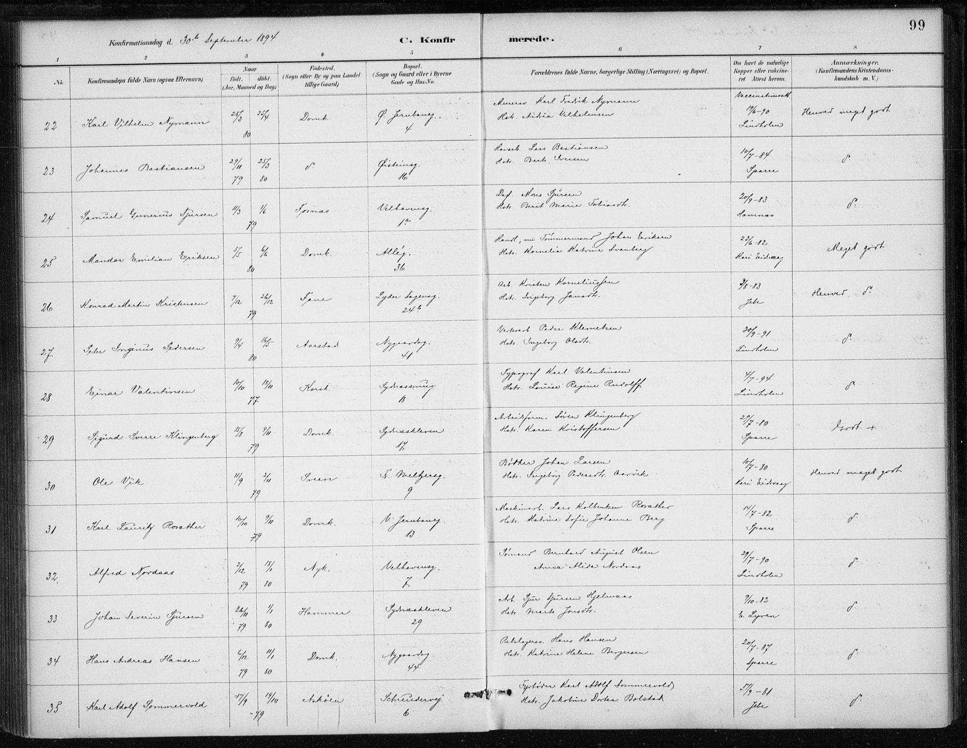 Johanneskirken sokneprestembete, AV/SAB-A-76001/H/Haa/L0008: Parish register (official) no. C 1, 1885-1907, p. 99