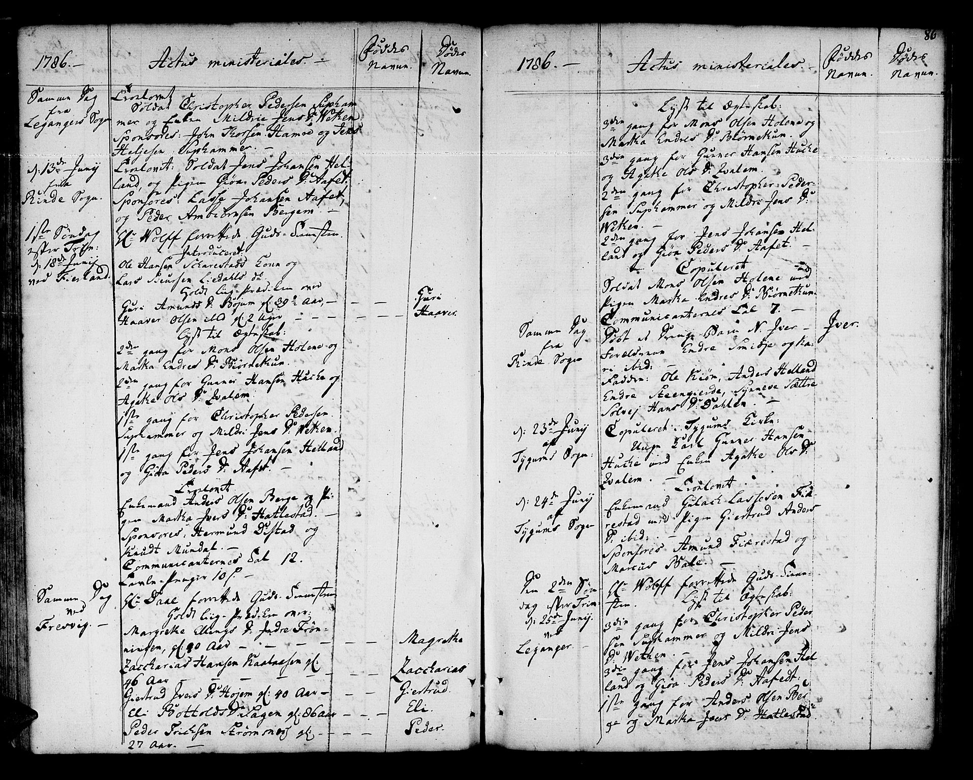 Leikanger sokneprestembete, AV/SAB-A-81001/H/Haa/Haaa/L0004: Parish register (official) no. A 4, 1770-1791, p. 86