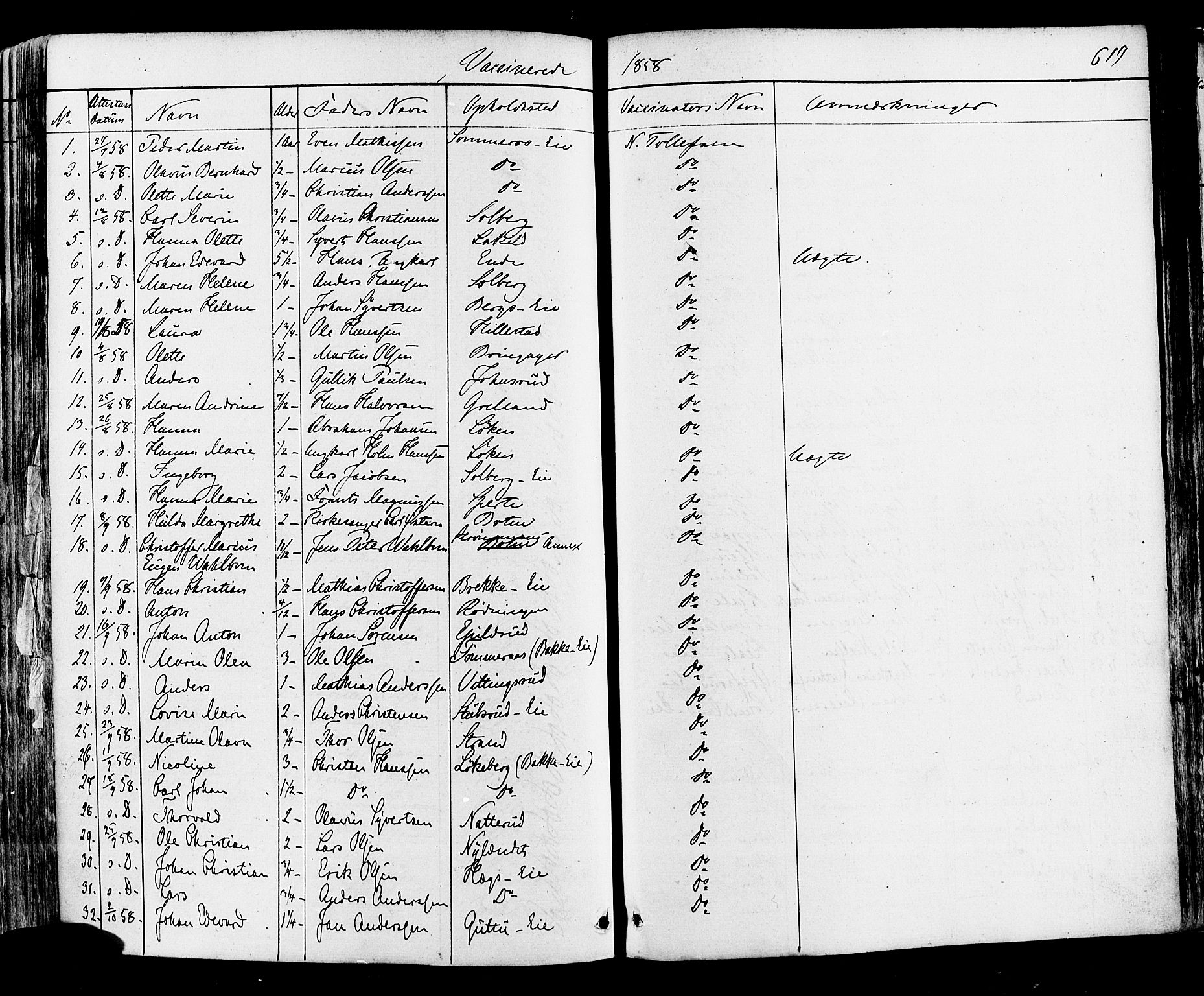 Botne kirkebøker, AV/SAKO-A-340/F/Fa/L0006: Parish register (official) no. I 6, 1836-1877, p. 619