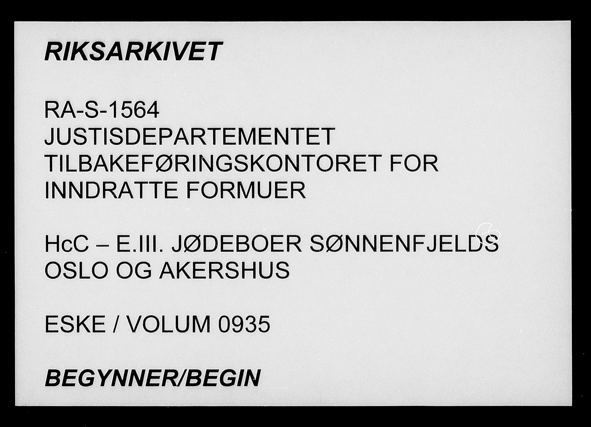 Justisdepartementet, Tilbakeføringskontoret for inndratte formuer, AV/RA-S-1564/H/Hc/Hcc/L0935: --, 1945-1947, p. 1