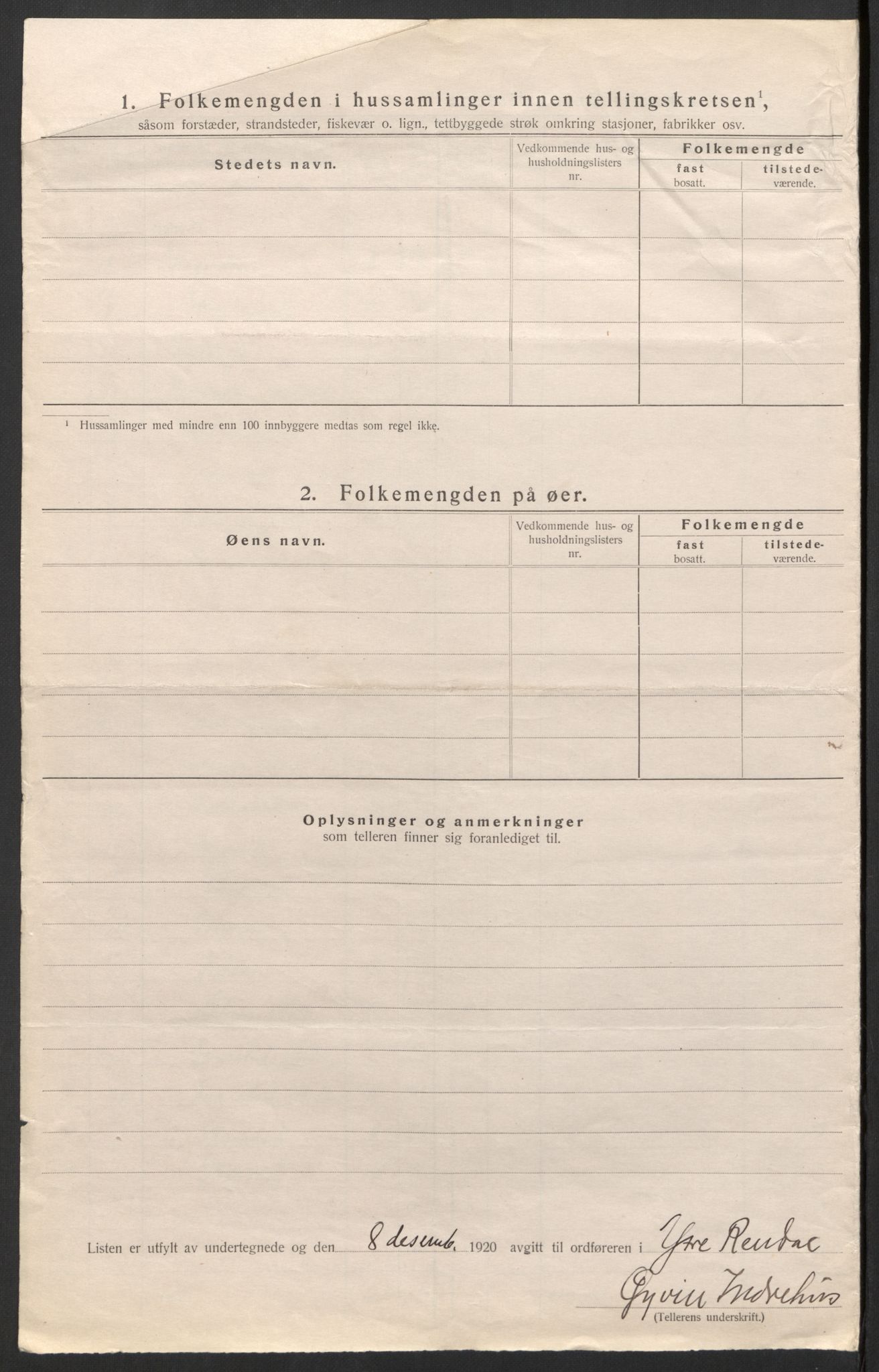 SAH, 1920 census for Ytre Rendal, 1920, p. 30