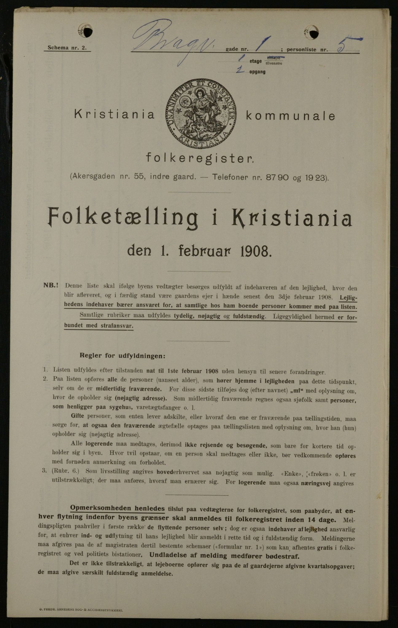 OBA, Municipal Census 1908 for Kristiania, 1908, p. 7818