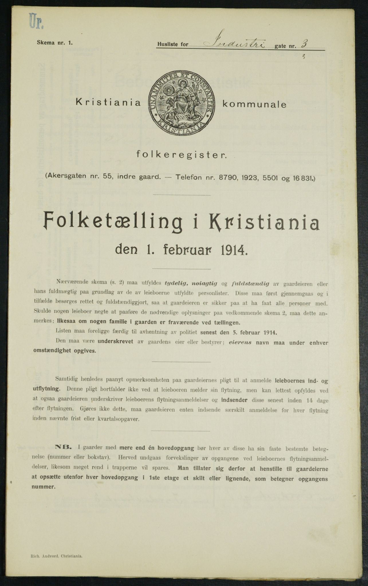 OBA, Municipal Census 1914 for Kristiania, 1914, p. 43210