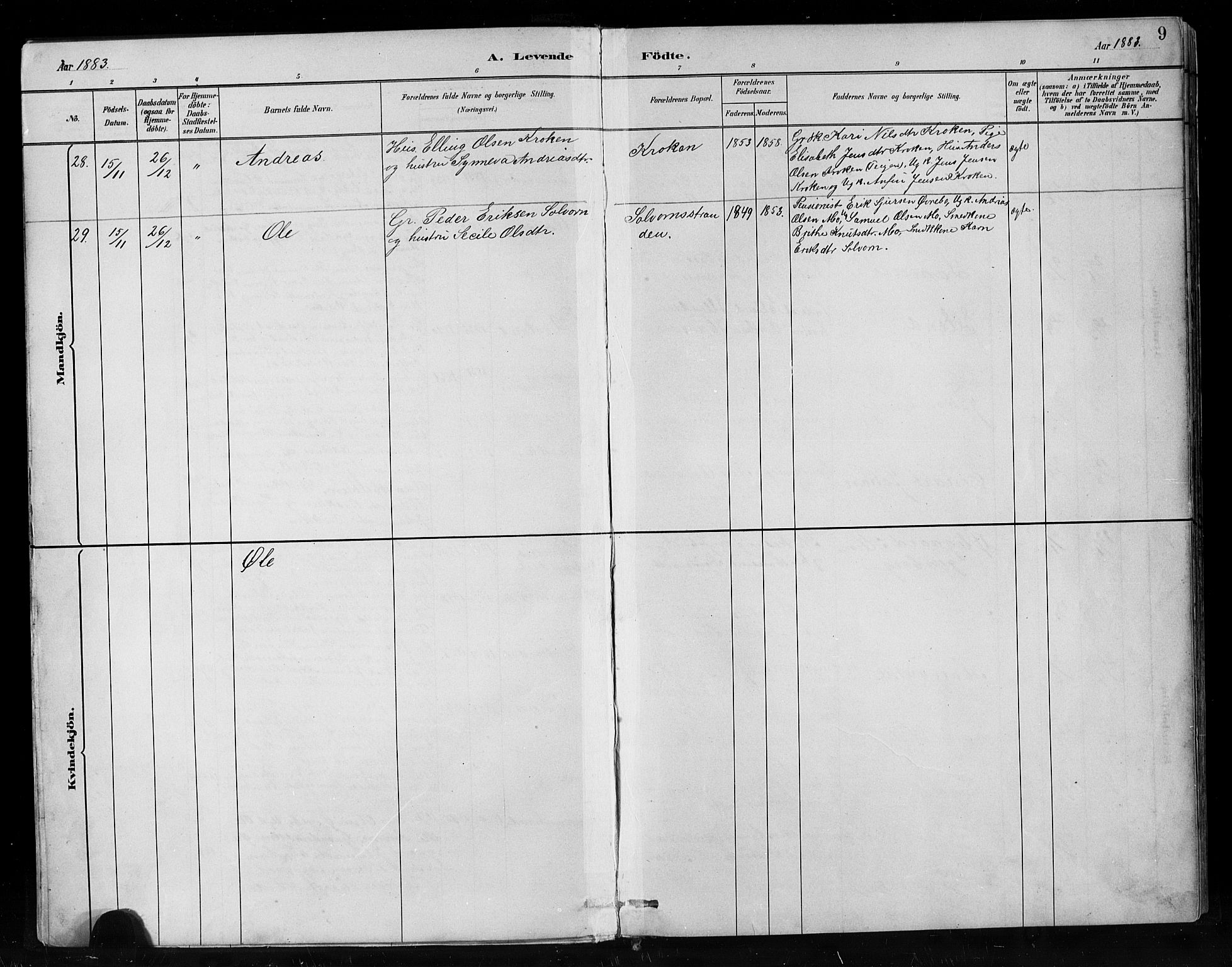 Hafslo sokneprestembete, AV/SAB-A-80301/H/Hab/Habc/L0001: Parish register (copy) no. C 1, 1882-1908, p. 9