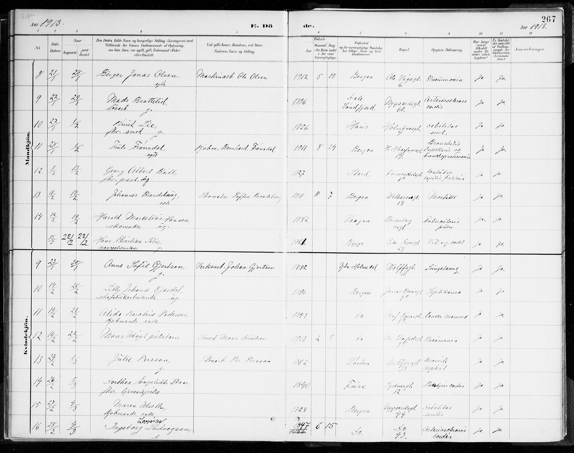 Johanneskirken sokneprestembete, AV/SAB-A-76001/H/Haa/L0019: Parish register (official) no. E 1, 1885-1915, p. 267