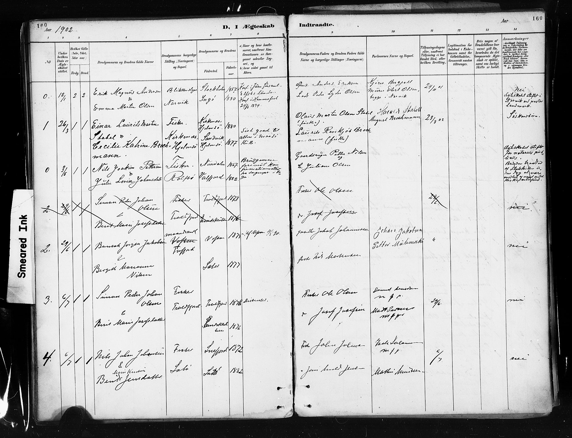 Måsøy sokneprestkontor, SATØ/S-1348/H/Ha/L0005kirke: Parish register (official) no. 5, 1892-1902, p. 160