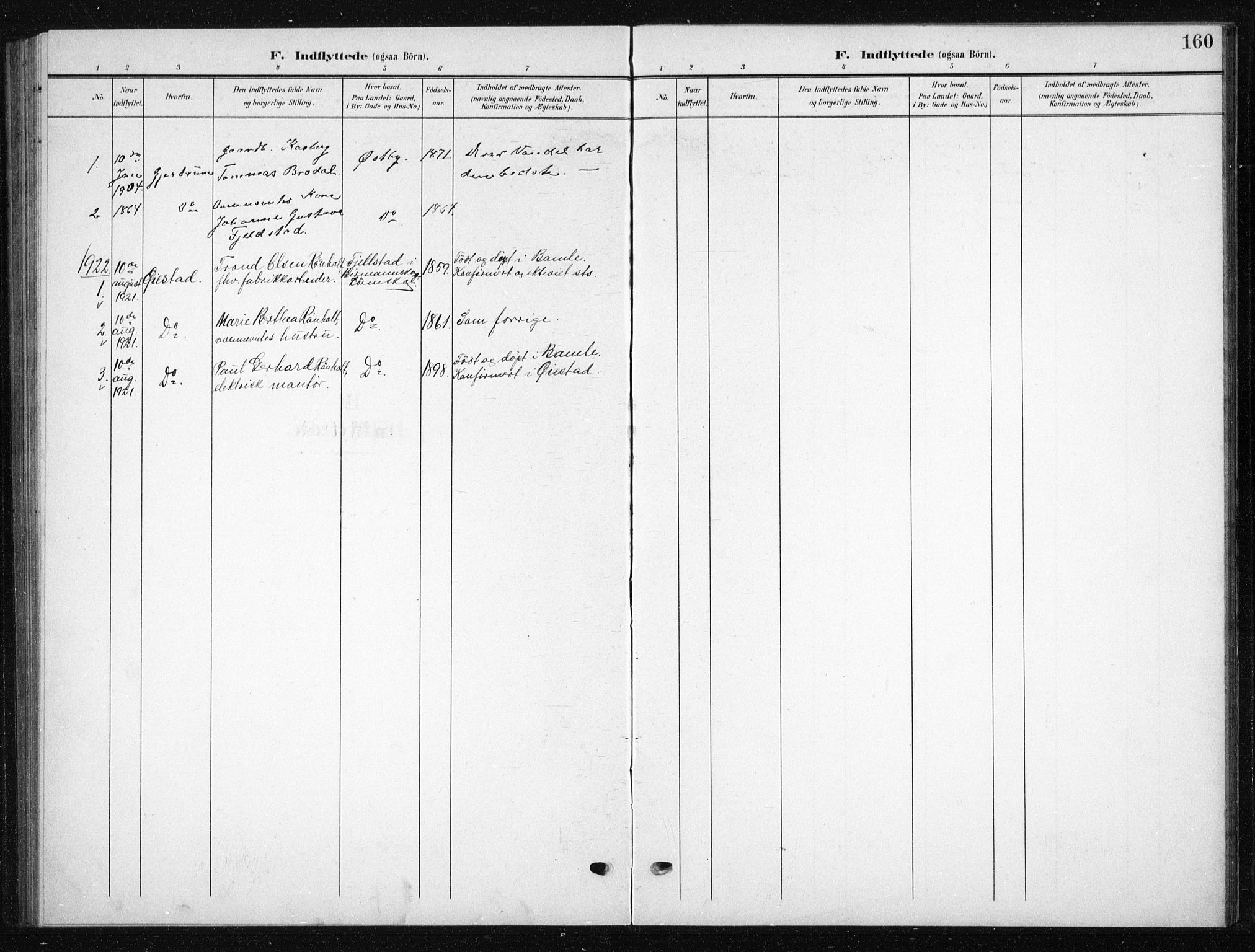 Skedsmo prestekontor Kirkebøker, AV/SAO-A-10033a/G/Gb/L0002: Parish register (copy) no. II 2, 1903-1931, p. 160