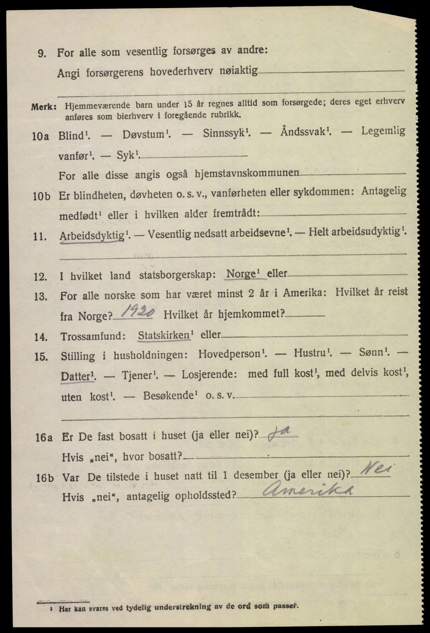 SAK, 1920 census for Lyngdal, 1920, p. 6008