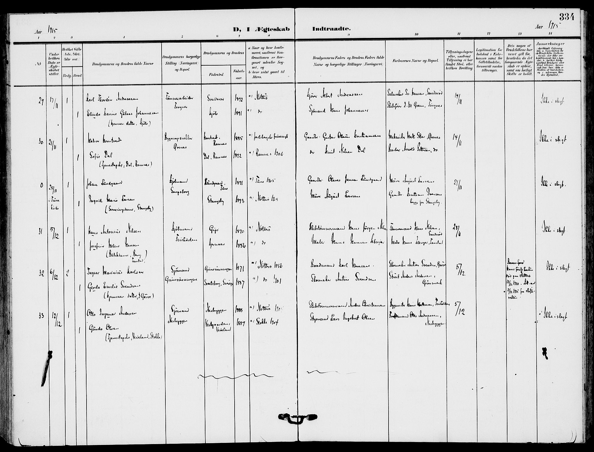 Nøtterøy kirkebøker, AV/SAKO-A-354/F/Fa/L0010: Parish register (official) no. I 10, 1908-1919, p. 334