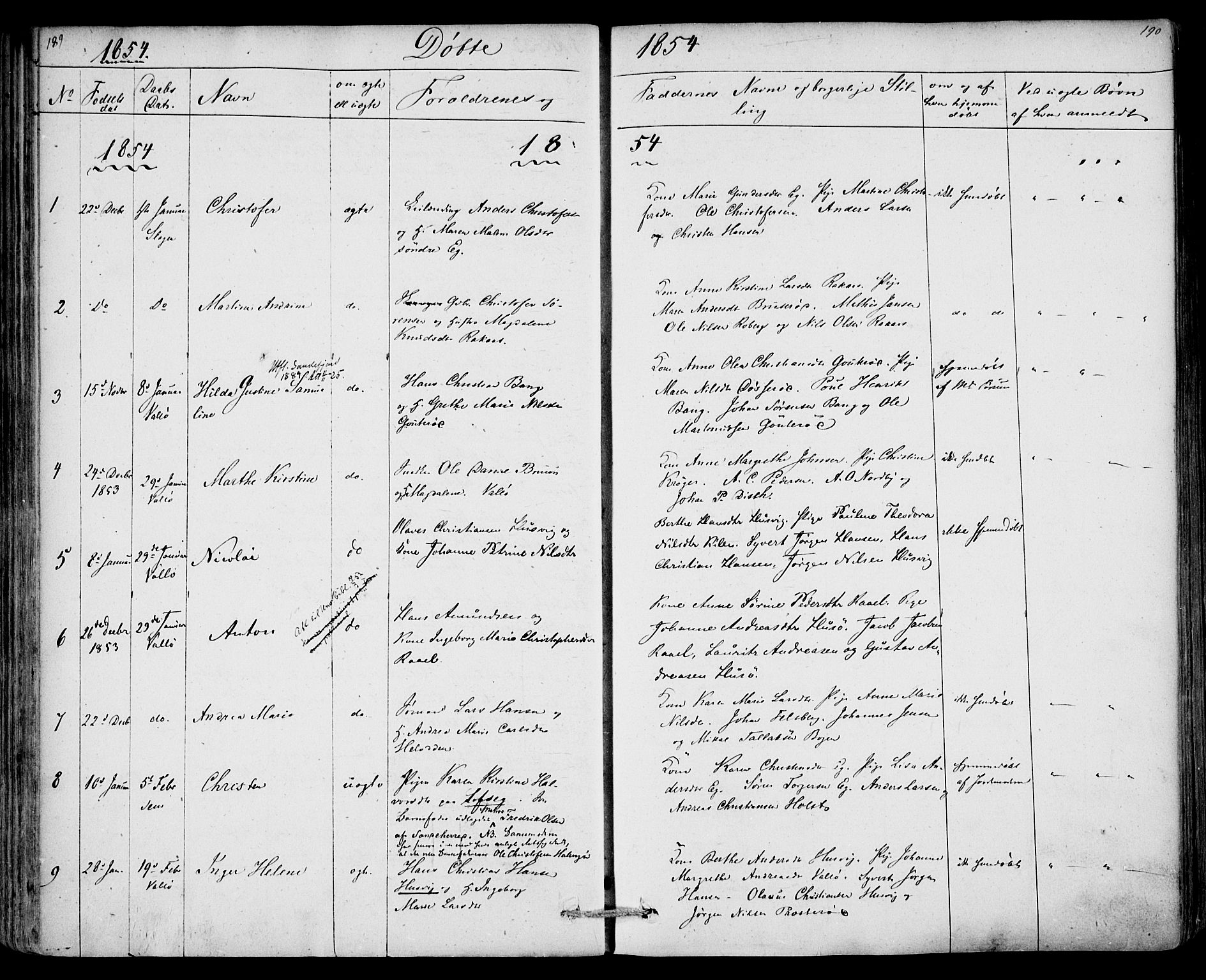 Sem kirkebøker, SAKO/A-5/F/Fa/L0006: Parish register (official) no. I 6, 1843-1855, p. 189-190
