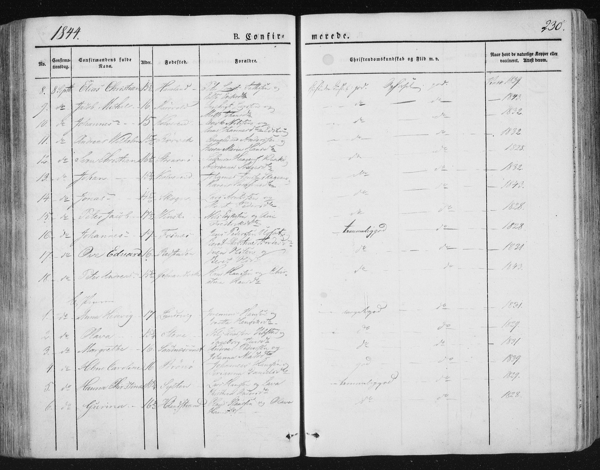 Ministerialprotokoller, klokkerbøker og fødselsregistre - Nord-Trøndelag, SAT/A-1458/784/L0669: Parish register (official) no. 784A04, 1829-1859, p. 230