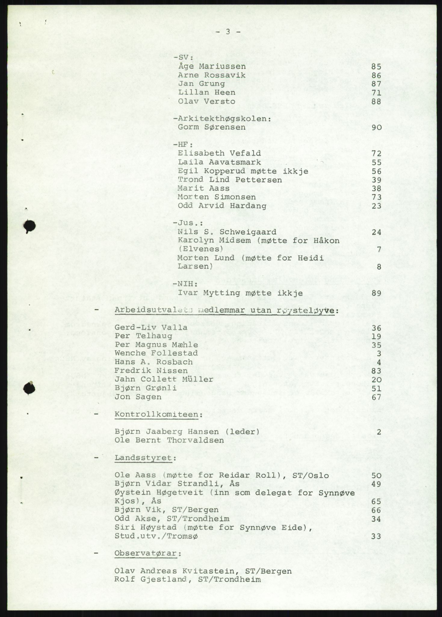 Norsk Studentunion, AV/RA-PA-0794/Fg/L0067: Landstinget, 1968-1979