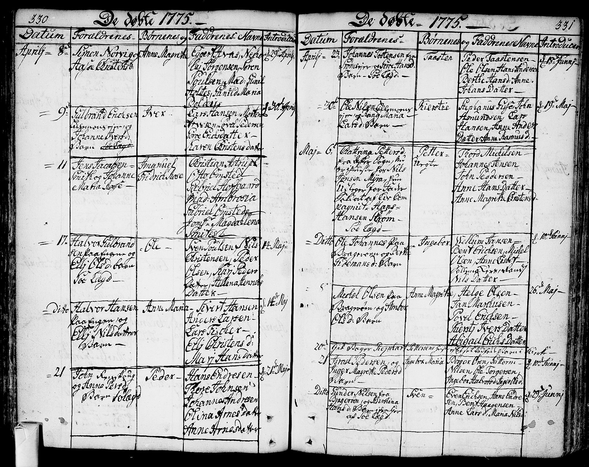 Bragernes kirkebøker, SAKO/A-6/F/Fa/L0005: Parish register (official) no. I 5, 1759-1781, p. 330-331