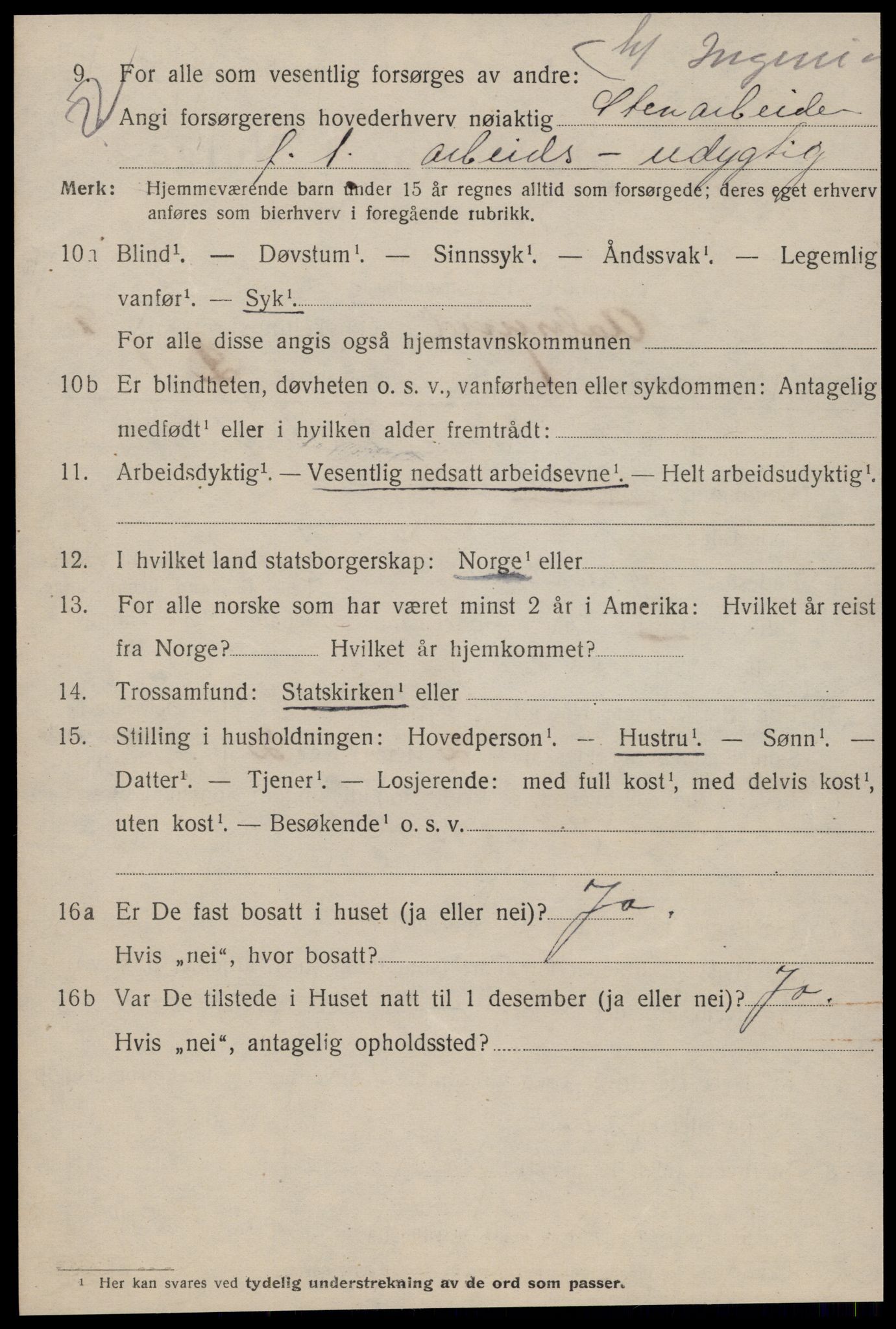 SAT, 1920 census for Ålesund, 1920, p. 16013