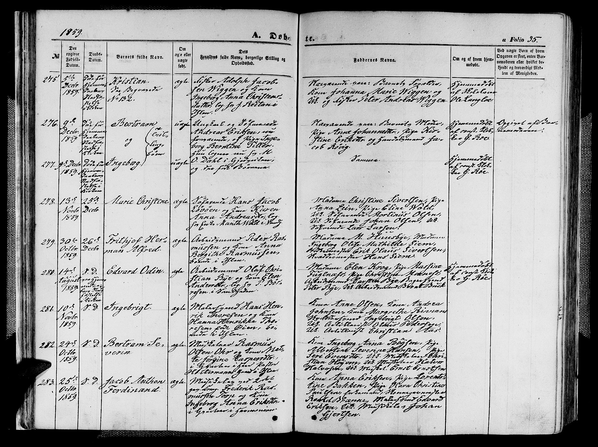 Ministerialprotokoller, klokkerbøker og fødselsregistre - Sør-Trøndelag, SAT/A-1456/602/L0139: Parish register (copy) no. 602C07, 1859-1864, p. 35