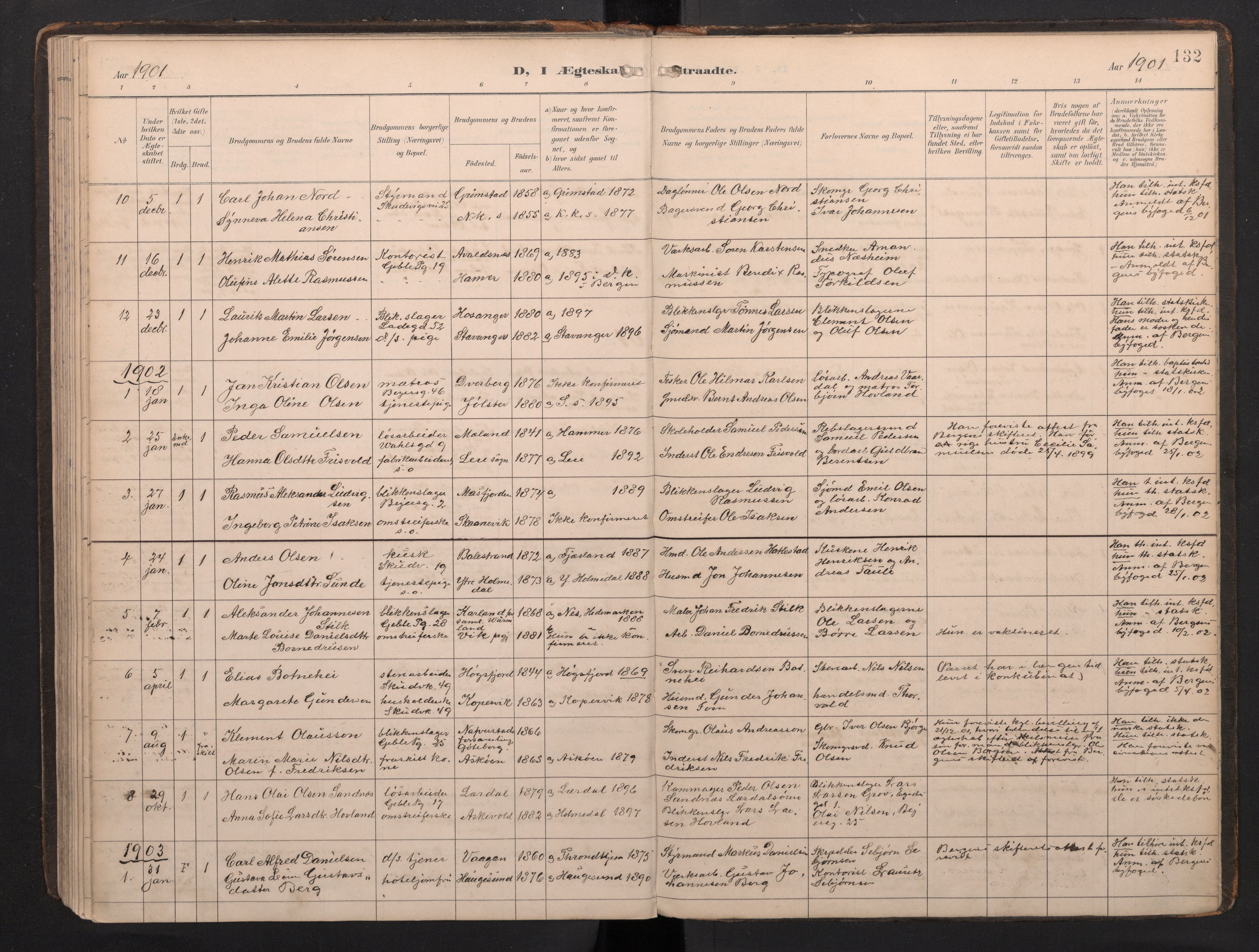 Sandviken Sokneprestembete, SAB/A-77601/H/Ha: Parish register (official) no. G 1, 1892-2002, p. 132