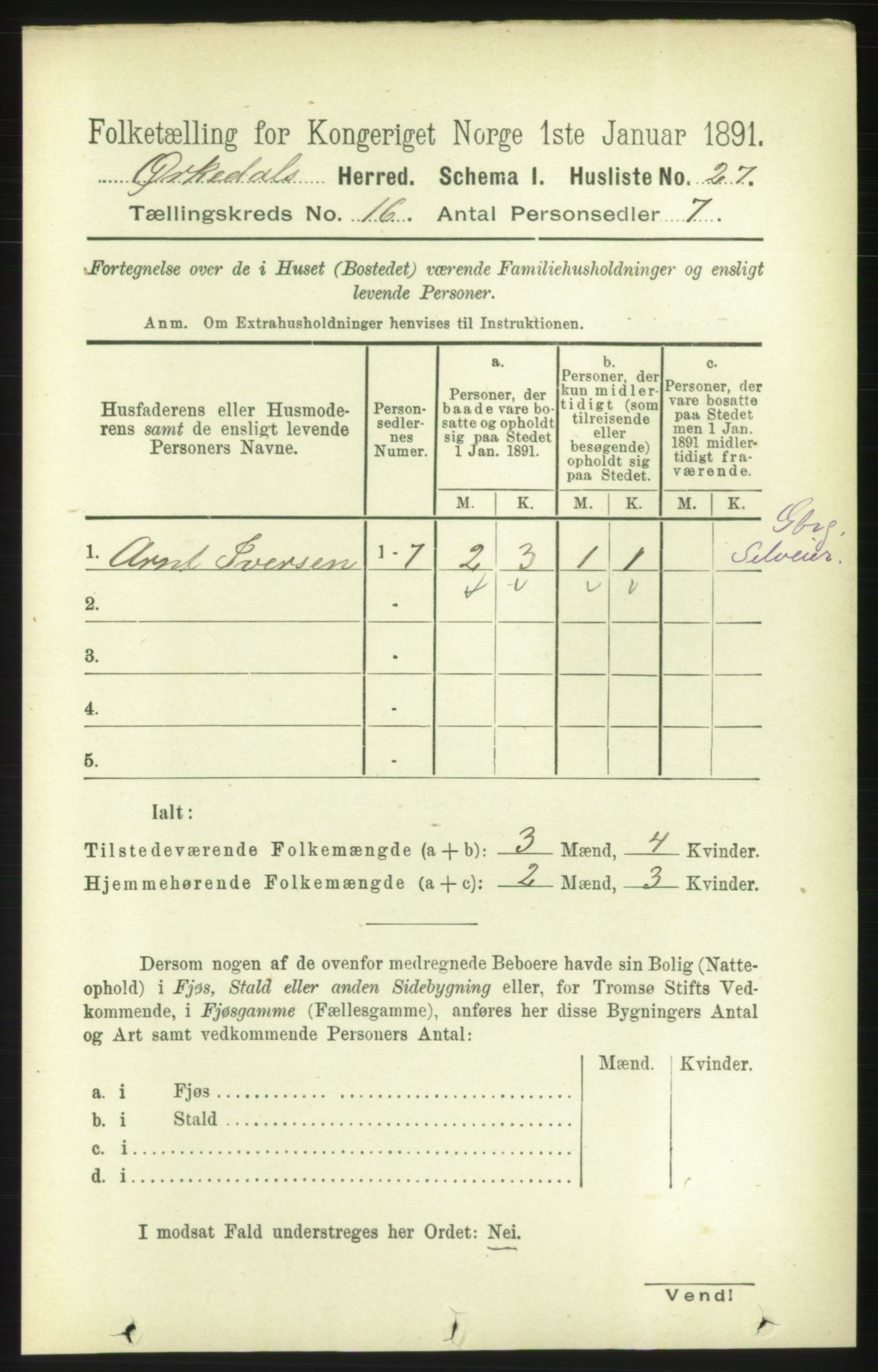 RA, 1891 census for 1638 Orkdal, 1891, p. 7144