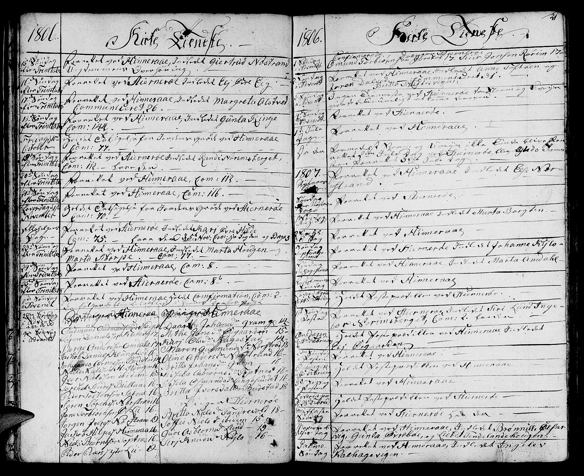 Nedstrand sokneprestkontor, SAST/A-101841/01/IV: Parish register (official) no. A 5, 1795-1816, p. 21