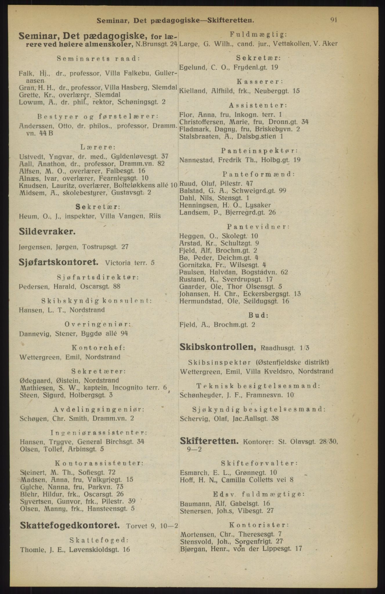 Kristiania/Oslo adressebok, PUBL/-, 1914, p. 91