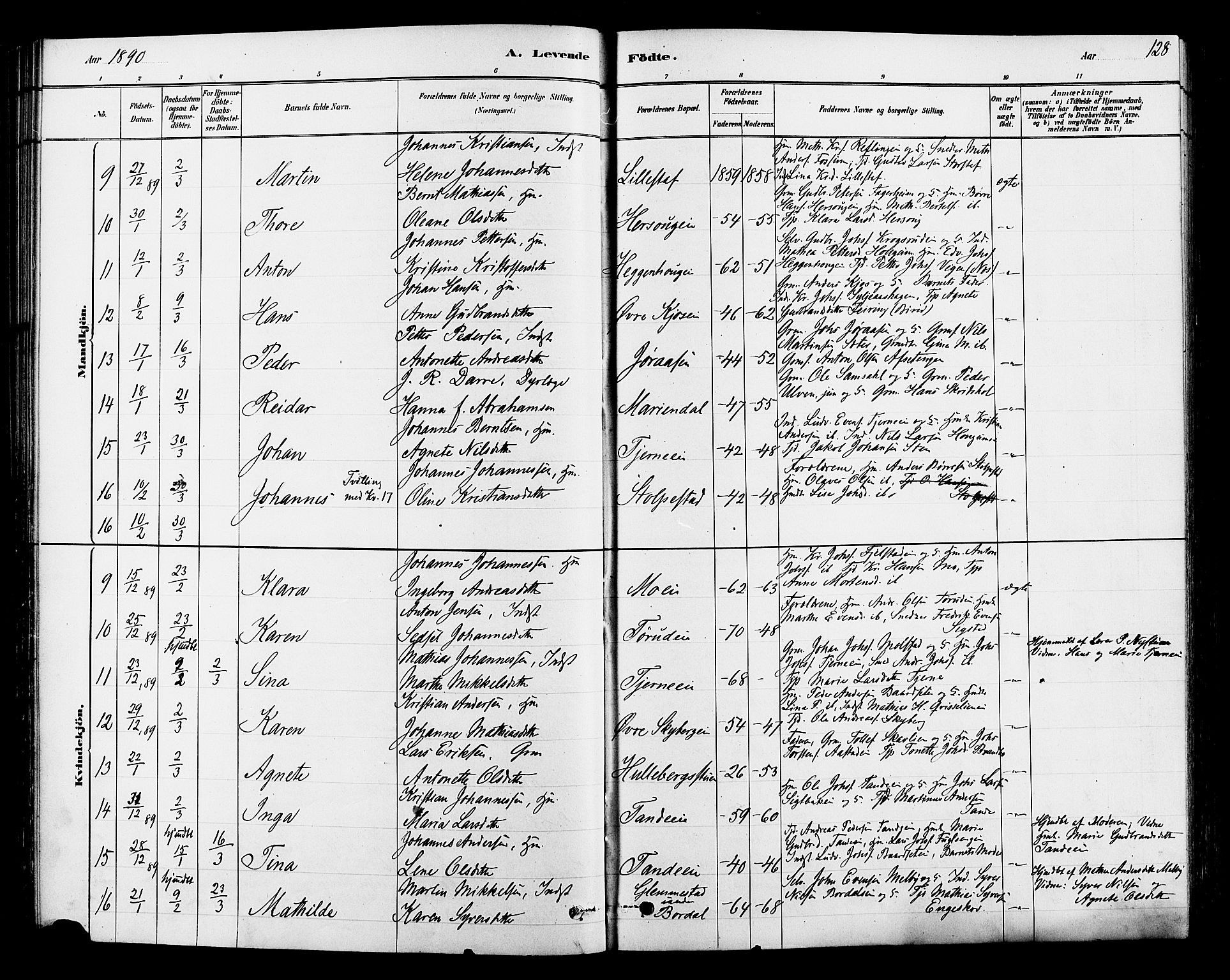 Ringsaker prestekontor, SAH/PREST-014/L/La/L0009: Parish register (copy) no. 9, 1879-1890, p. 128