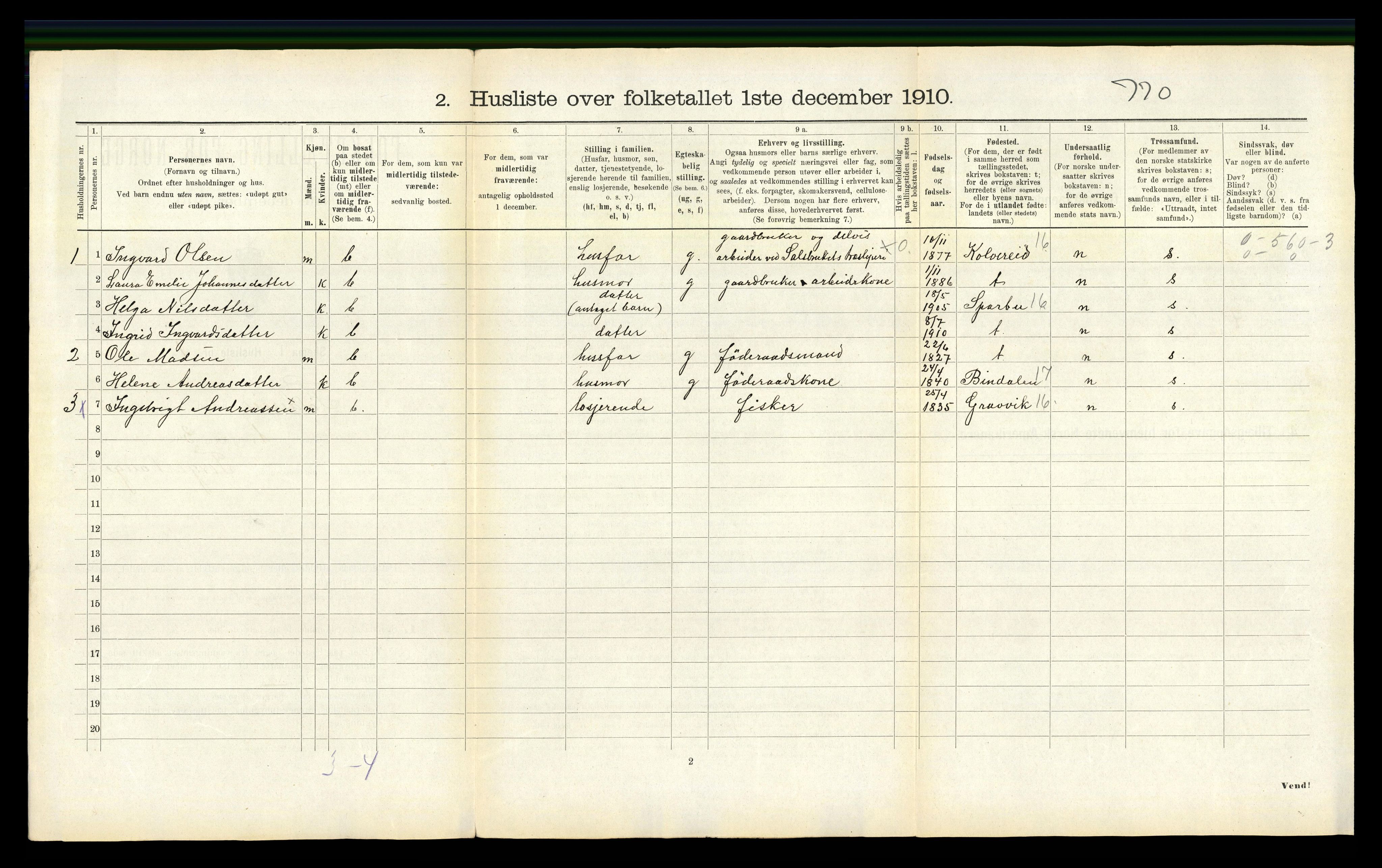 RA, 1910 census for Foldereid, 1910, p. 297