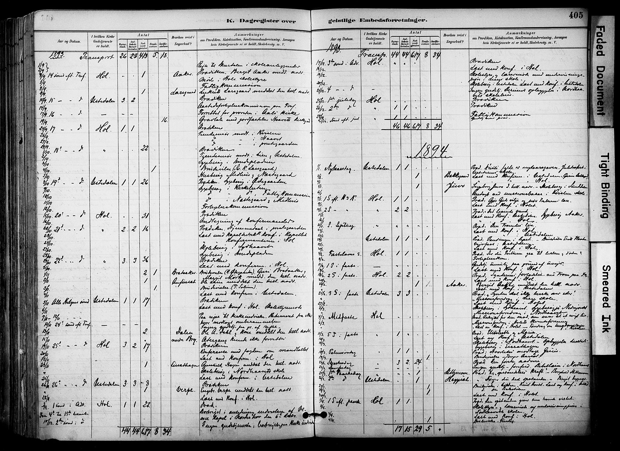 Hol kirkebøker, SAKO/A-227/F/Fa/L0003: Parish register (official) no. I 3, 1887-1918, p. 405