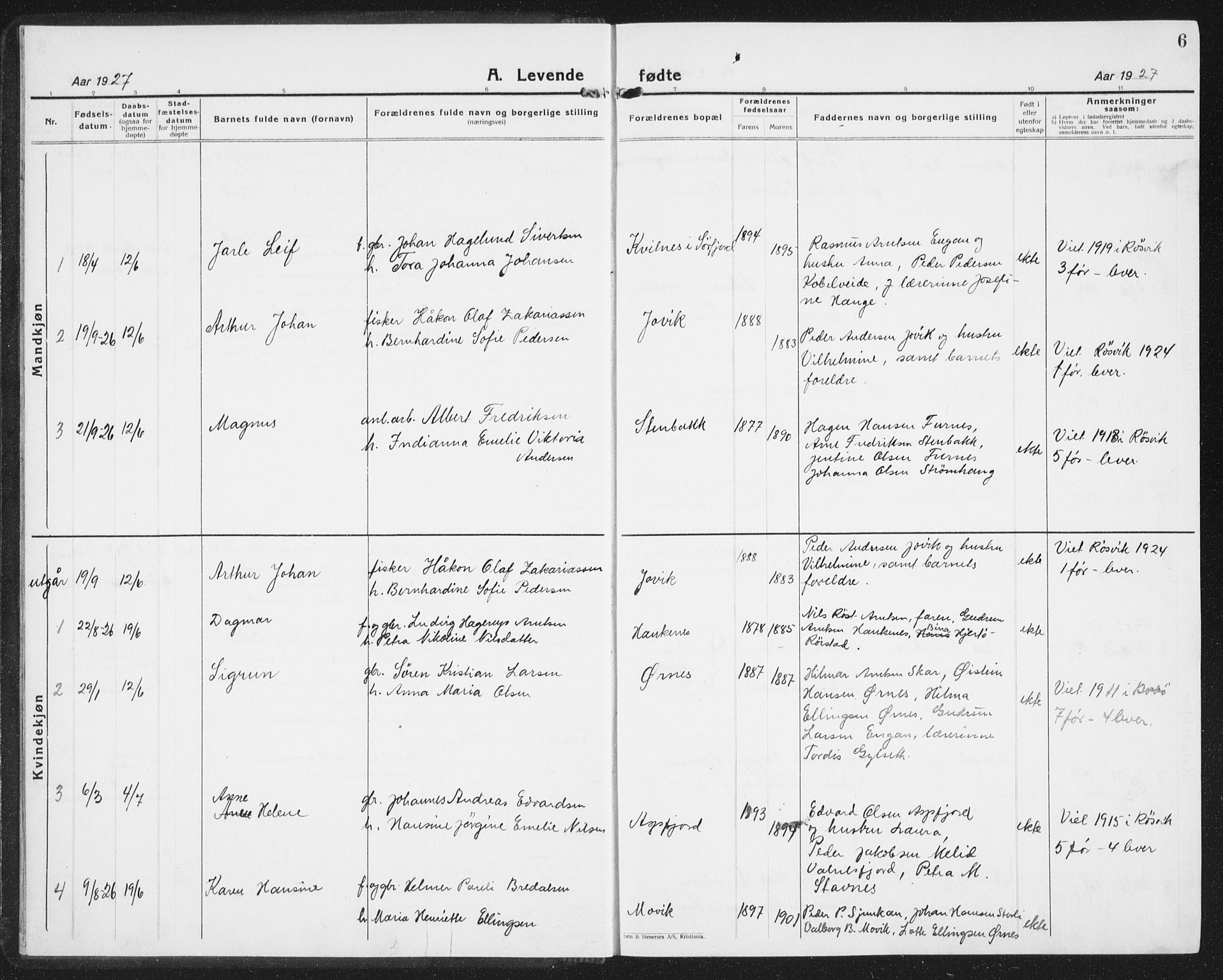 Ministerialprotokoller, klokkerbøker og fødselsregistre - Nordland, AV/SAT-A-1459/854/L0788: Parish register (copy) no. 854C04, 1926-1940, p. 6