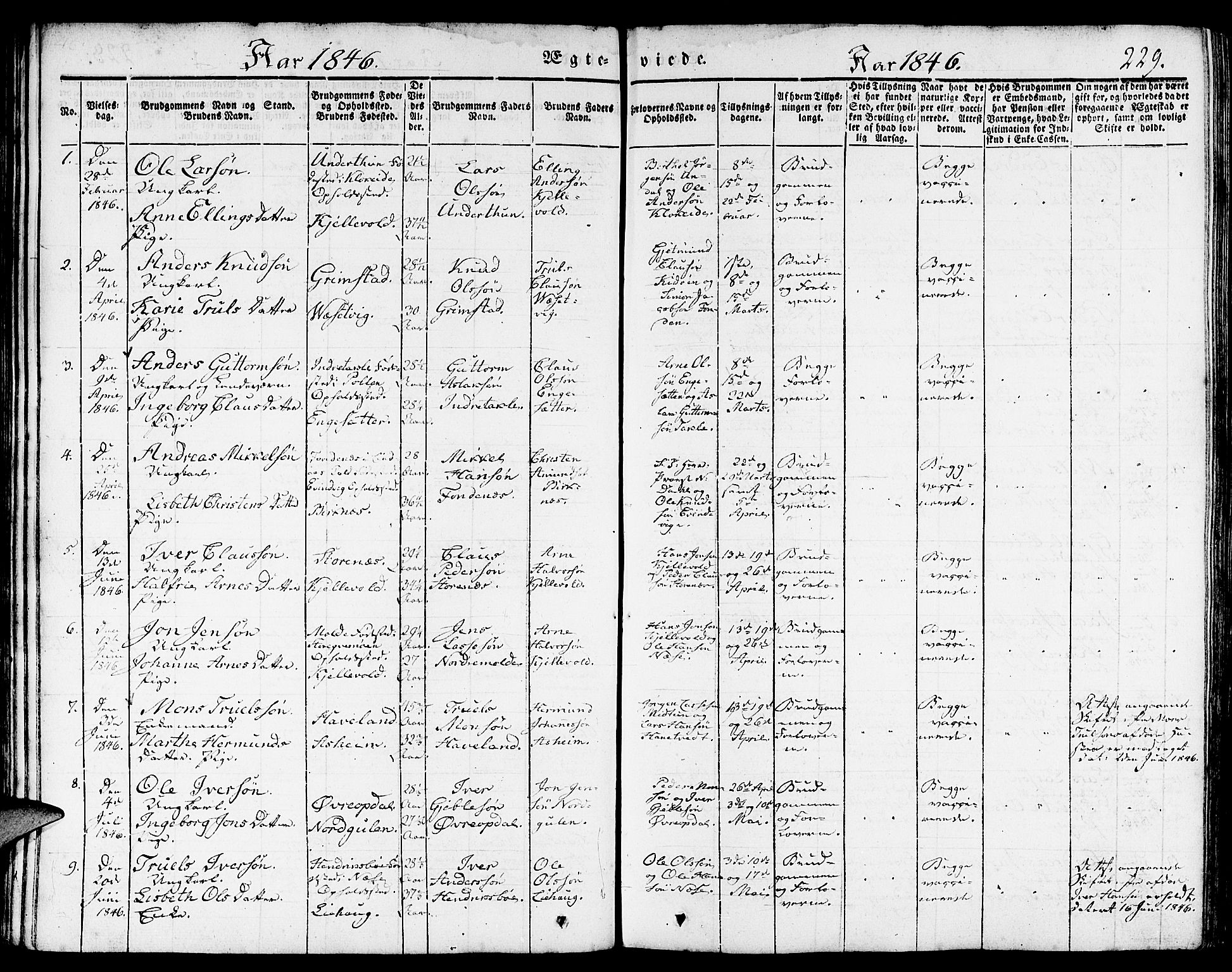 Gulen sokneprestembete, SAB/A-80201/H/Haa/Haaa/L0020: Parish register (official) no. A 20, 1837-1847, p. 229
